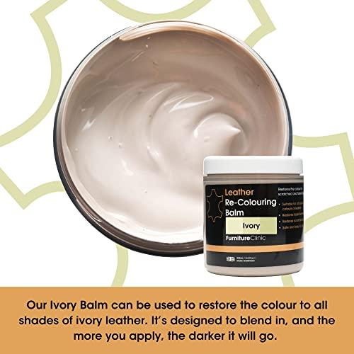Furniture Clinic Furniture Clinic Leather Recolouring Balm - Leather Colour Restorer for Sofas, Leather Colour Repair for Faded & Scratched Leather Upholstery, Car Seats, Shoes and Clothing - 16 Colours (Ivory)