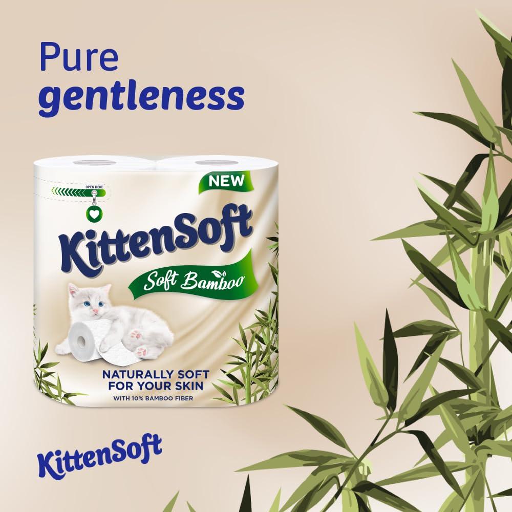 Regina Regina KittenSoft Soft Bamboo - 45 Rolls of Toilet Tissue 3 Ply, 160 Sheets, Naturally Soft For Your Skin, Toilet Tissue made with Bamboo Fibres, 30% PCR Plastic Packaging, FSC Certificated