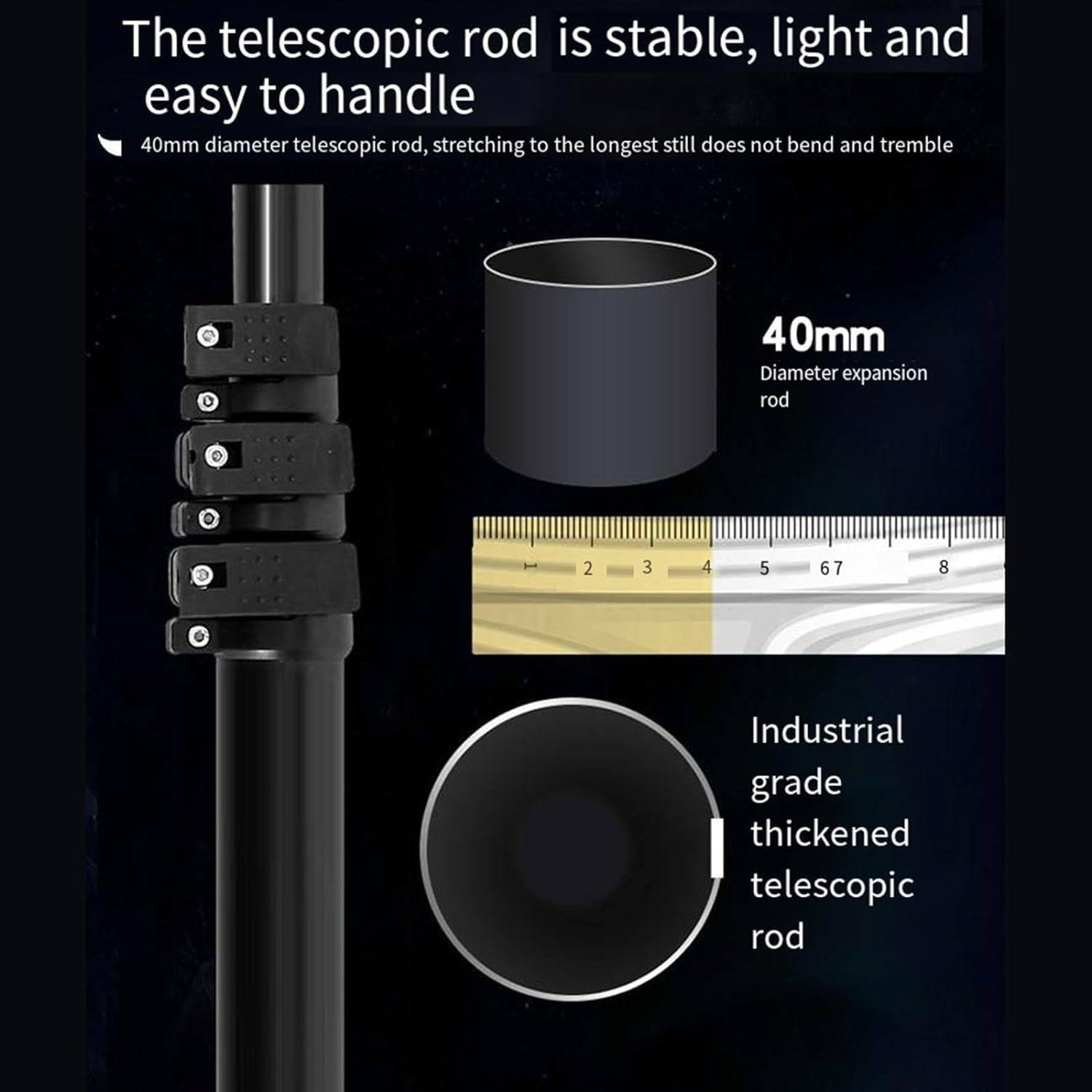 twostronking Telescopic Solar Panel Cleaning Brushes Rod,Solar Photovoltaic Cleaning Machine,with 8m Cable,Double Rotating brush head,solar panel cleaning brush,5.5m
