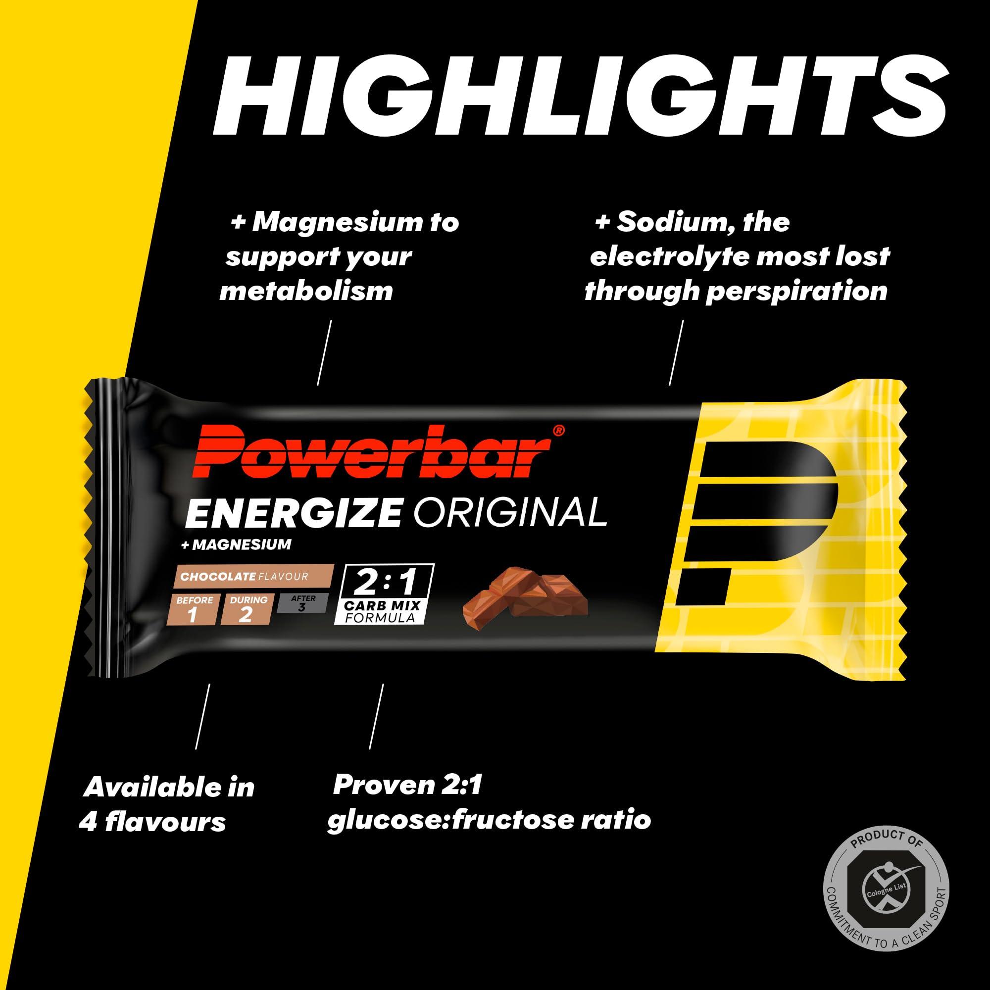 Power Bar Powerbar - Energize Original - Chocolate - 15x55g - High Carb Energy Bar - Magnesium&Sodium