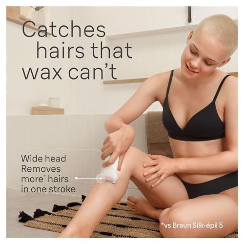 Braun Braun Silk-pil 7 Epilator with Wide Head for Easy Hair Removal, Braun Epilator for Women, Wet & Dry, Lasting Smooth Skin, Bikini Trimmer Women, 7-210, White/Flamingo