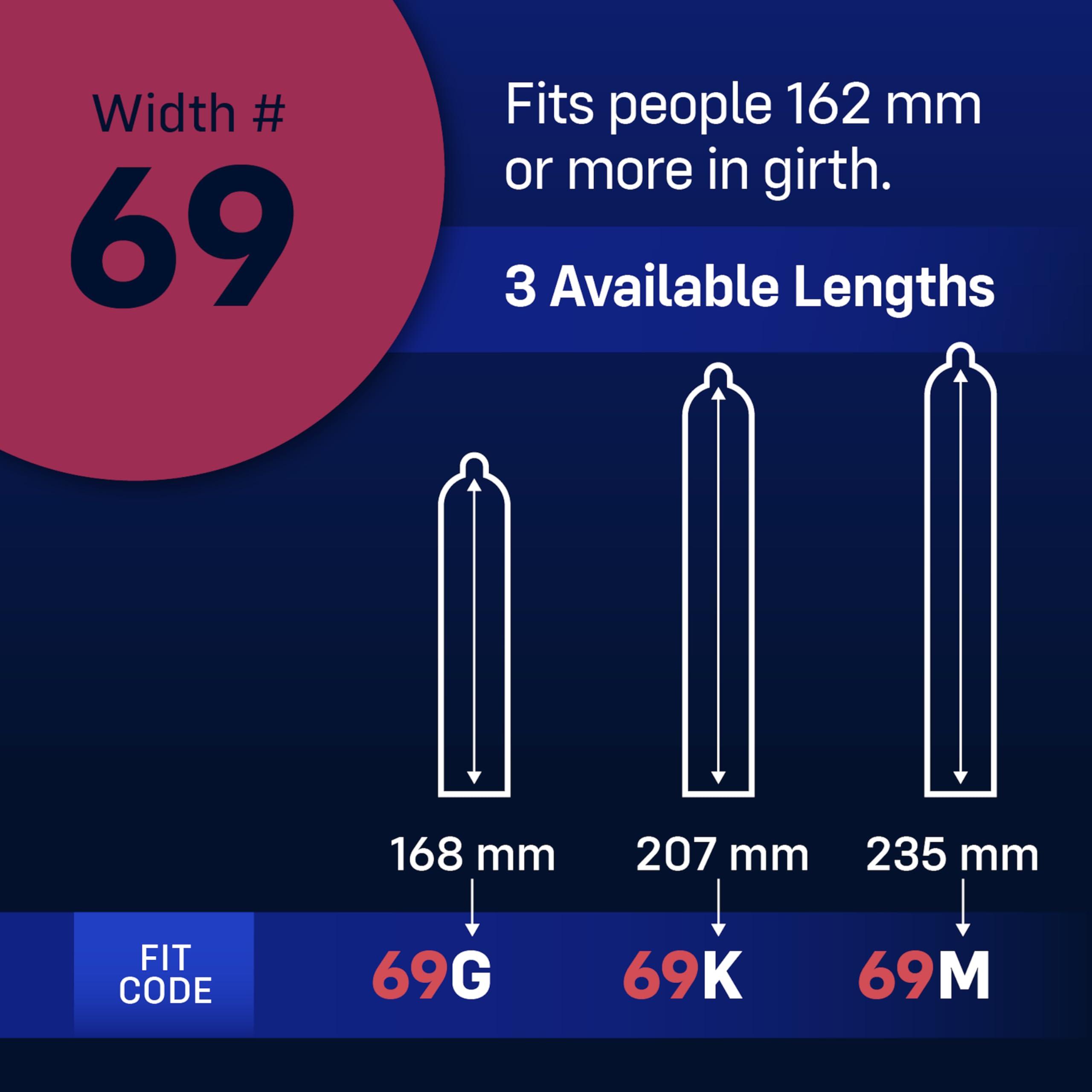 ONE MyONE Custom Fit Large Sized Condoms | Tailored Width & Length | Max Pleasure | Triple Tested Softer Latex | Lubricated | Nontoxic, Vegan, Non-GMO | 57G: Width 57 mm (57), Length 168 mm (G)