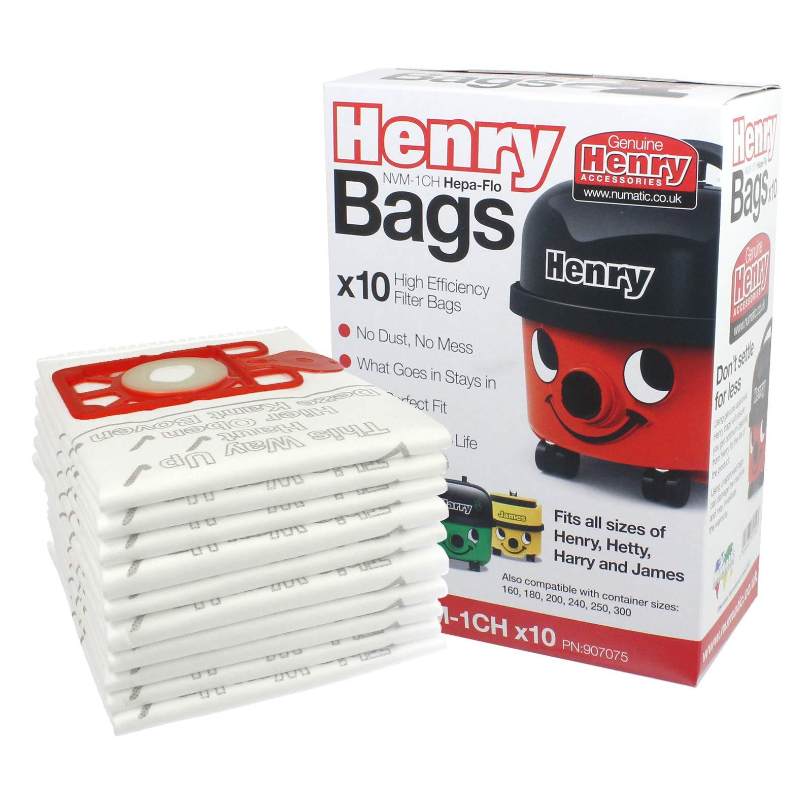Numatic Box of 8 x Packs of 10 x Genuine Henry bags - NVM-1CH Genuine Hepa flo dust bags - Fits all 160-300 sized tubs - Henry Hetty James Basil