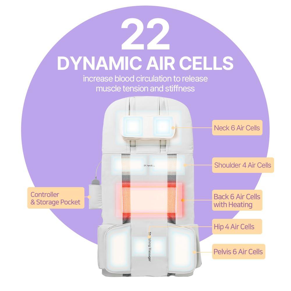 DR. WELL Dr. WELL Air-Fit Stretching Massager with Heat | 22 Powerful Air Cells, Relaxation, 7 Massage Modes 5 Intensities