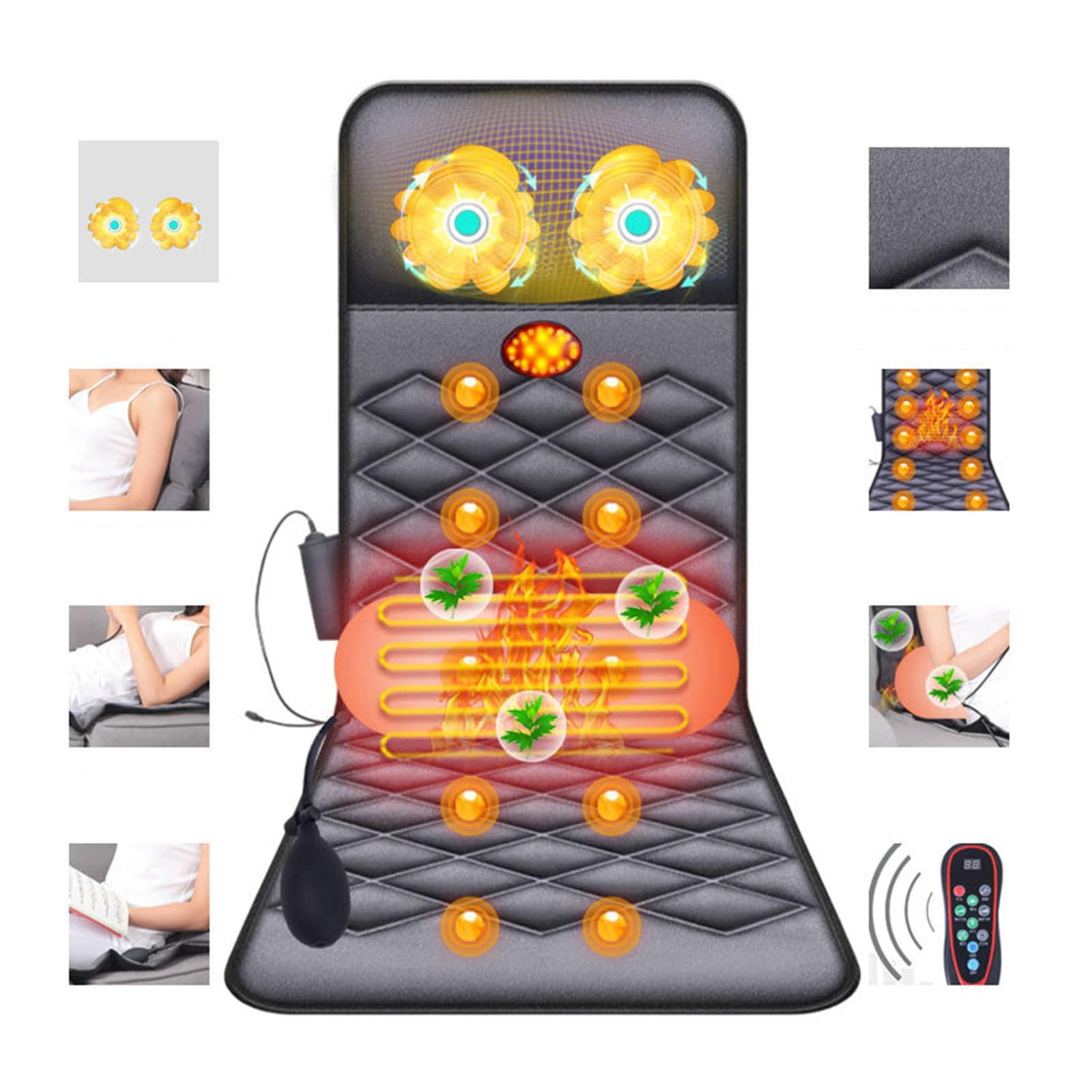 KOHARA KOHARA Heating Pads Full Body Massage Mat with Heat 20 Neck Kneading Massage Heads, Full Body Massage Heating Chair Pad Mattress Cushion for Relieving Back Lumbar Leg Pain Full
