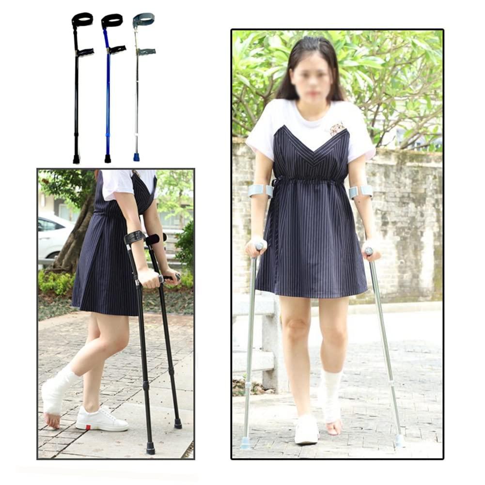 HWSY Pair of Folding Adult Crutches for Travel or Work, Lightweight Aluminum Forearm Crutches with Adjustable Full Cuff, Adjustable Height Height Arm Crutches Interesting