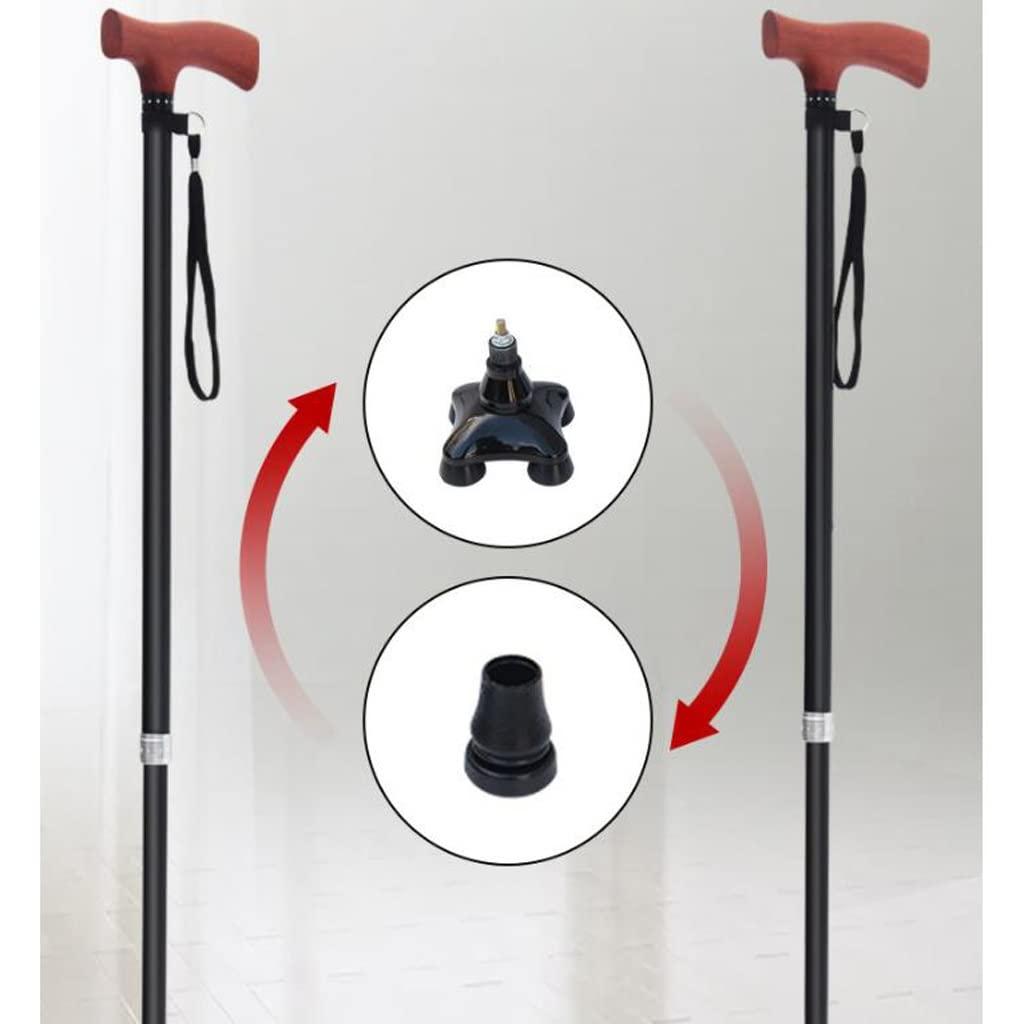 JQKA Aluminium Alloy Walking Stick Elderly Lightweight Telescopic Elderly Walking Stick With Light Non-slip Walking Aid Cane Single Leg