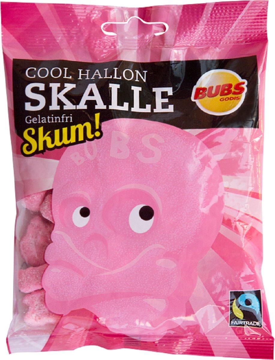 Bubs Godis - Swedish Classic Candy 2 Bags x 90g of Bubs Godis Cool Hallonskalle Skum - Original - Swedish - Sour - Cool Raspberry Skull Foam - Gelatine Free - Wine Gums - Candy