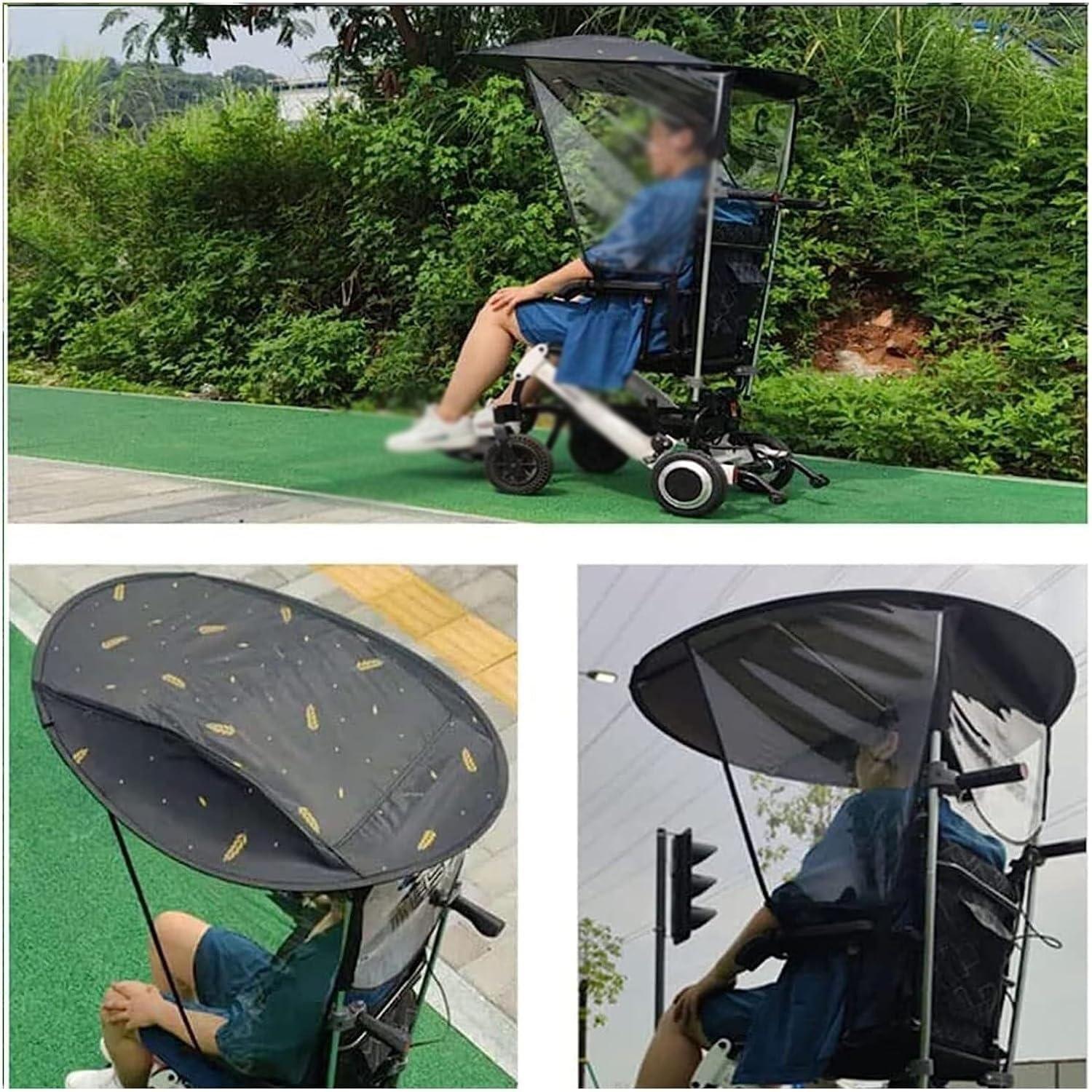 DaoGeSir Wheelchair Parasol Universal Sun Shade Rain Cover Electric Wheelchair Umbrella Canopy Wheelchair Folding Cape Canopy Wheelchairs Accessories Umbrella Chair Clamp
