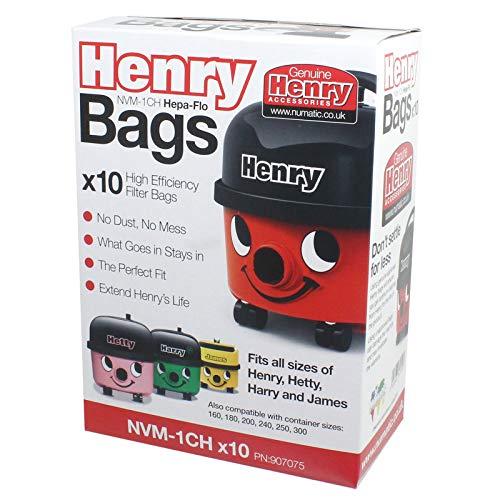 Numatic Box of 8 x Packs of 10 x Genuine Henry bags - NVM-1CH Genuine Hepa flo dust bags - Fits all 160-300 sized tubs - Henry Hetty James Basil
