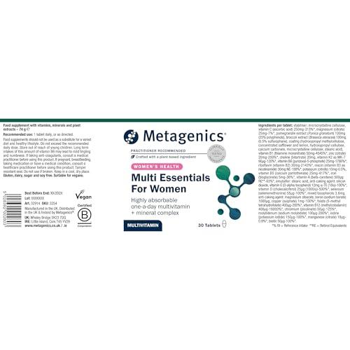 Metagenics Metagenics Multi Essentials for Women Multivitamin with Iron - 29 Vitamins & Minerals for Women - Vegetarian and Vegan - 30 Tablets