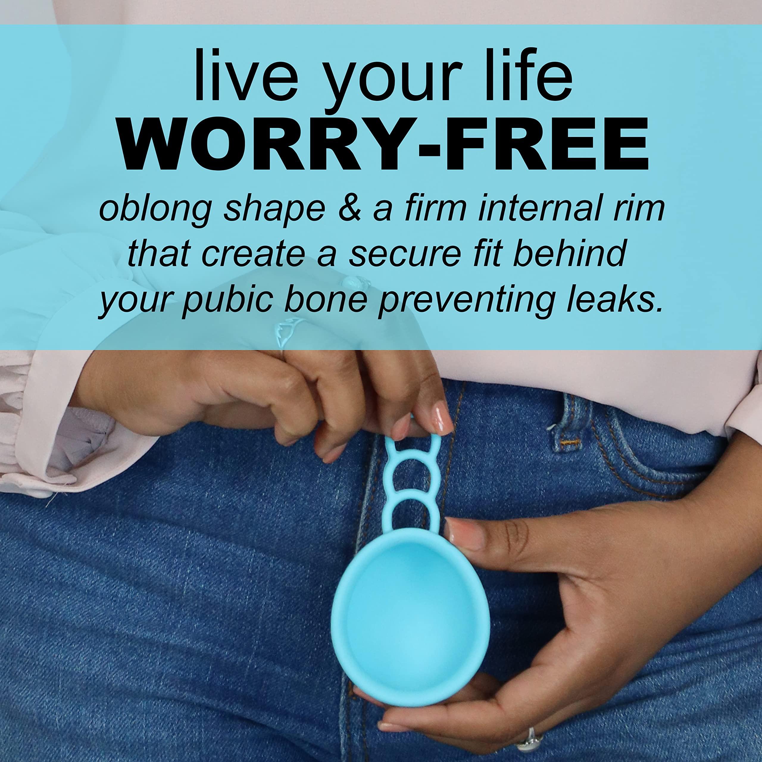 MOONTHLIES MOONTHLIES Reusable Menstrual Disc | Period Disc with Removal Loop Stem | Alternative to Menstrual Cups for Light or Heavy Flows | Sustainable Alternative to Tampons/Pads (1 Medium, 1 Large, Blue)