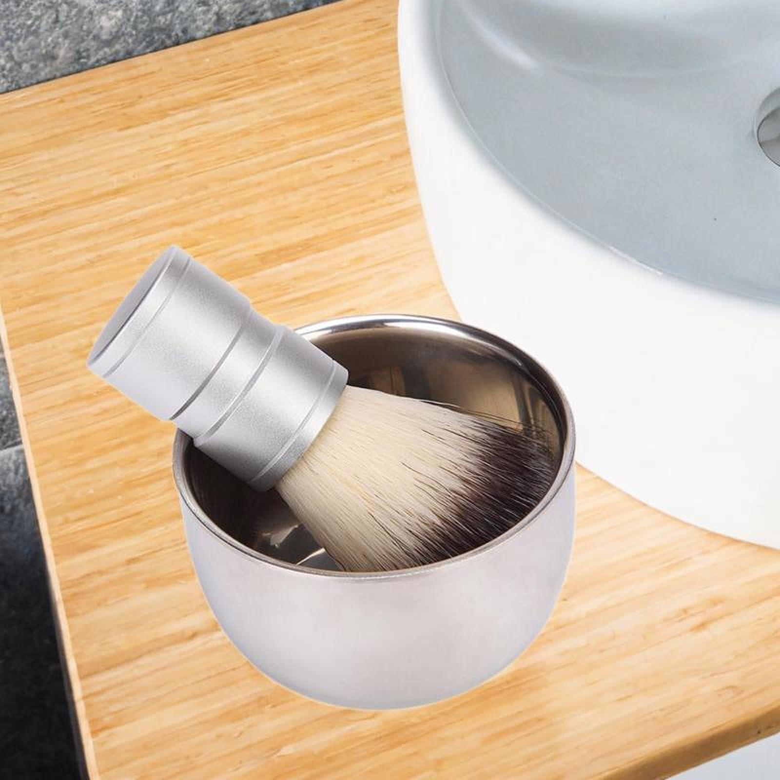Milageto Milageto Men\'s Shaving Bowl Brush Set 2 in 1 Stainless Steel Accessory for Father Husband Gift Men Shaving Tool Nylon Bristle