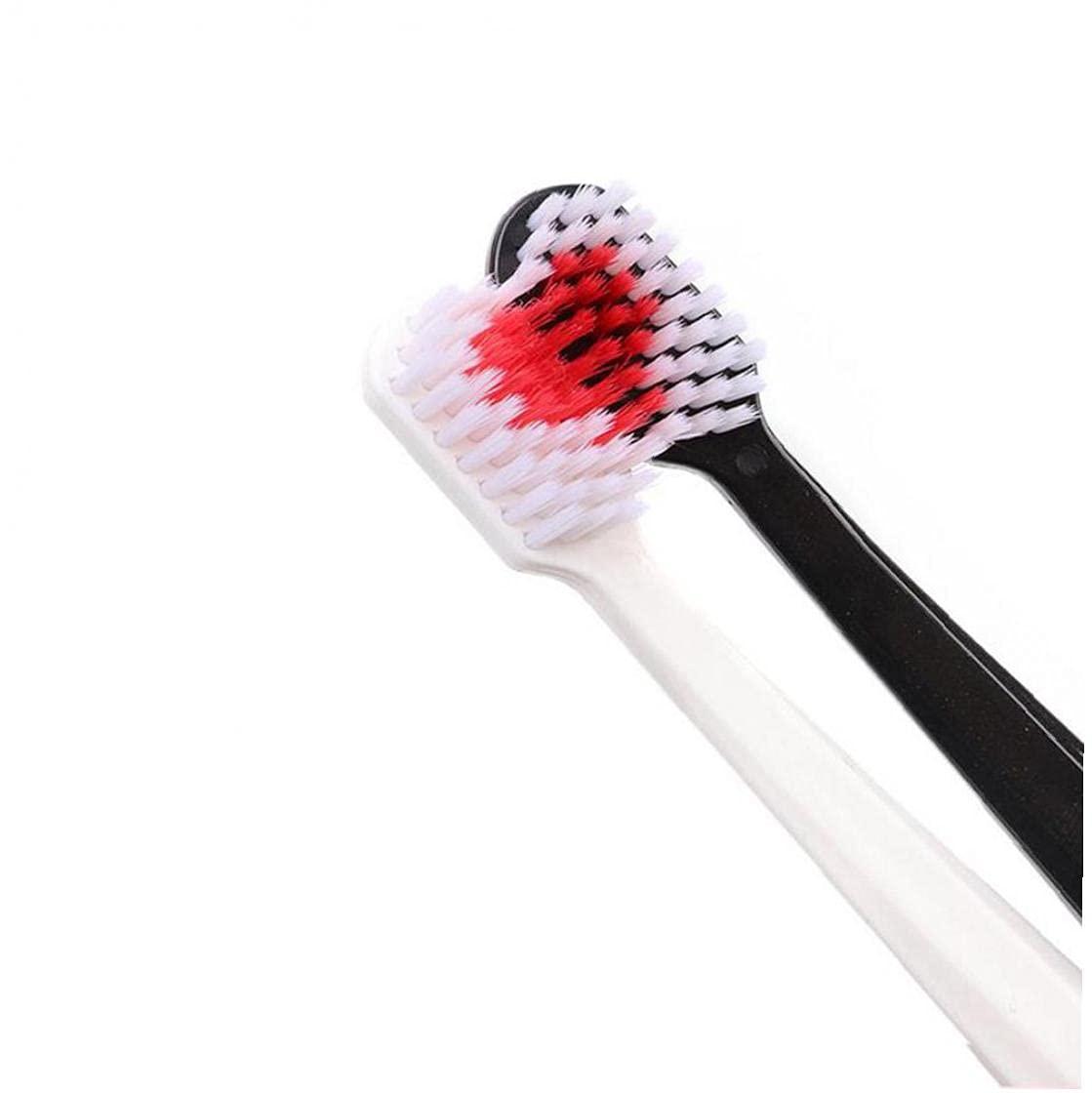 TOSSPER TOSSPER 2pcs/set Couple Toothbrush Black and White Tooth Brushes Creative Heart Shaped Toothbrush Adult Soft Bristle Toothbrush