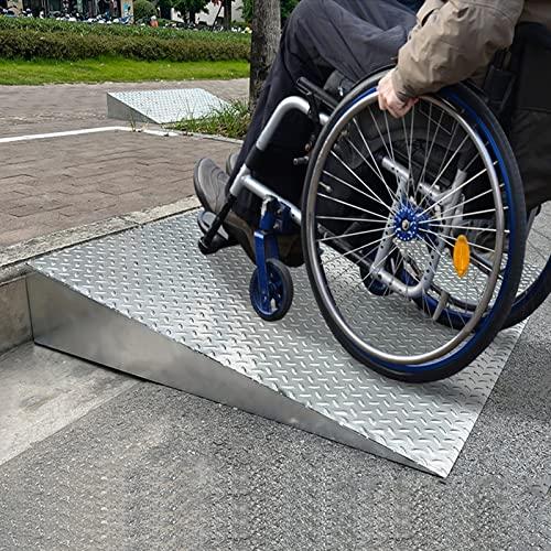ZAQYCM Driveway Ramp Stainless Steel, Curb Ramp 2 3 4 5 6 7 8 Inch Rise for Lowered Cars/ Motorcycle/ Wheelchair, Heavy Duty Threshold Ramp for Doorways/ Patio Door/ Garage ( Color : LxWxH , Size : 35.4x12x4
