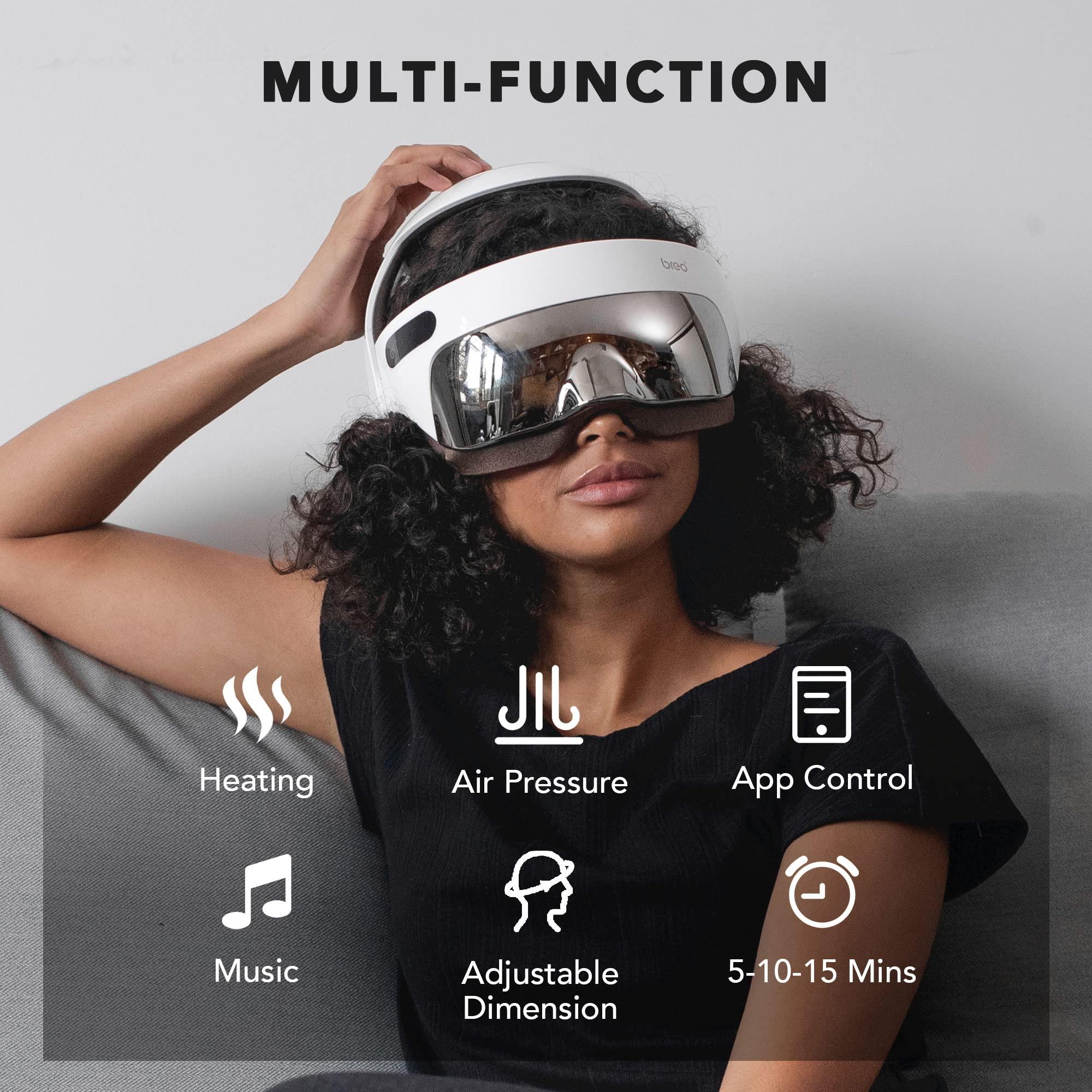 breo Breo iDream5s Electric Head Massager, Eye & Neck Massage Helmet with Heat, Kneading, Air Compression, APP Control Scratcher for Headache, Stress Relief, Deep Sleeping