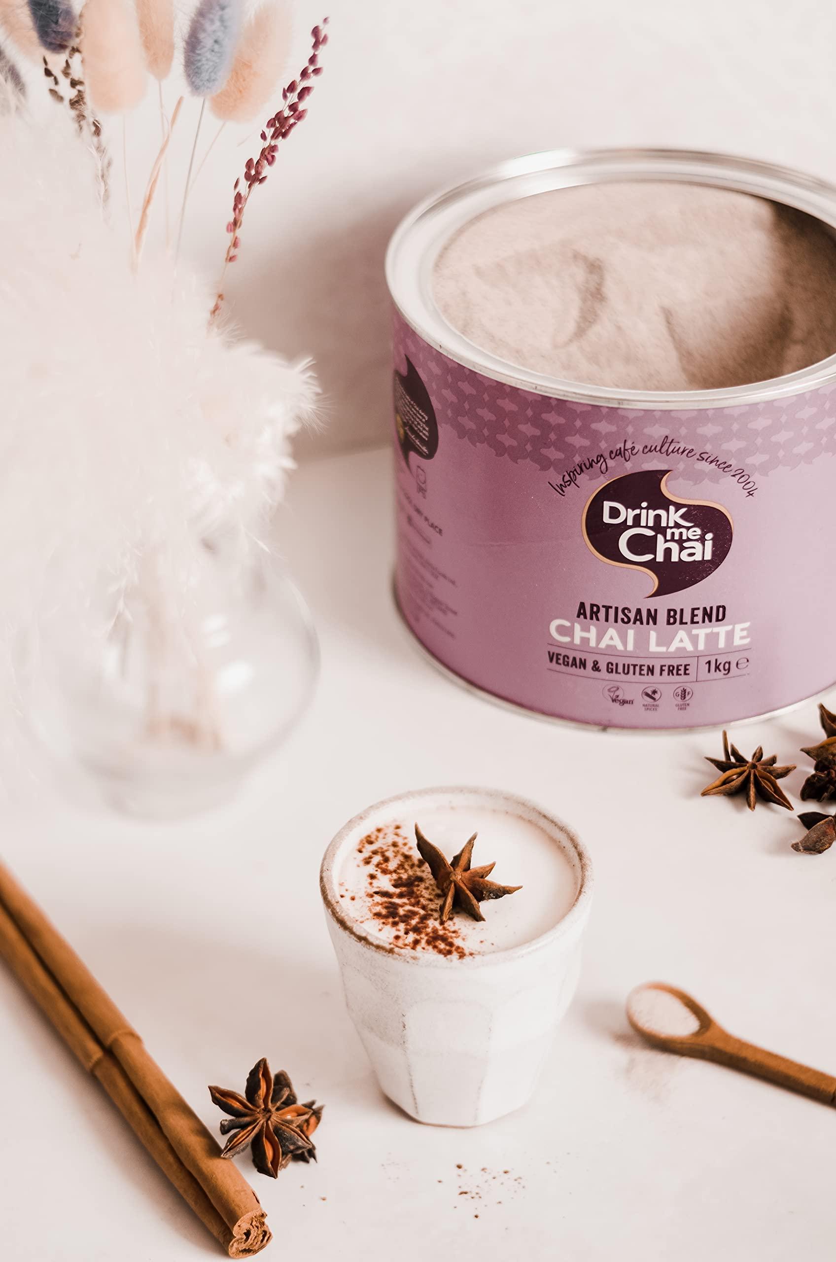 Drink Me Chai Drink me Chai Artisan Blend Chai Latte 1kg (Pack of 1), Just Add Milk, Vegan & Gluten Free Chai Latte Powder (50 Servings Total)