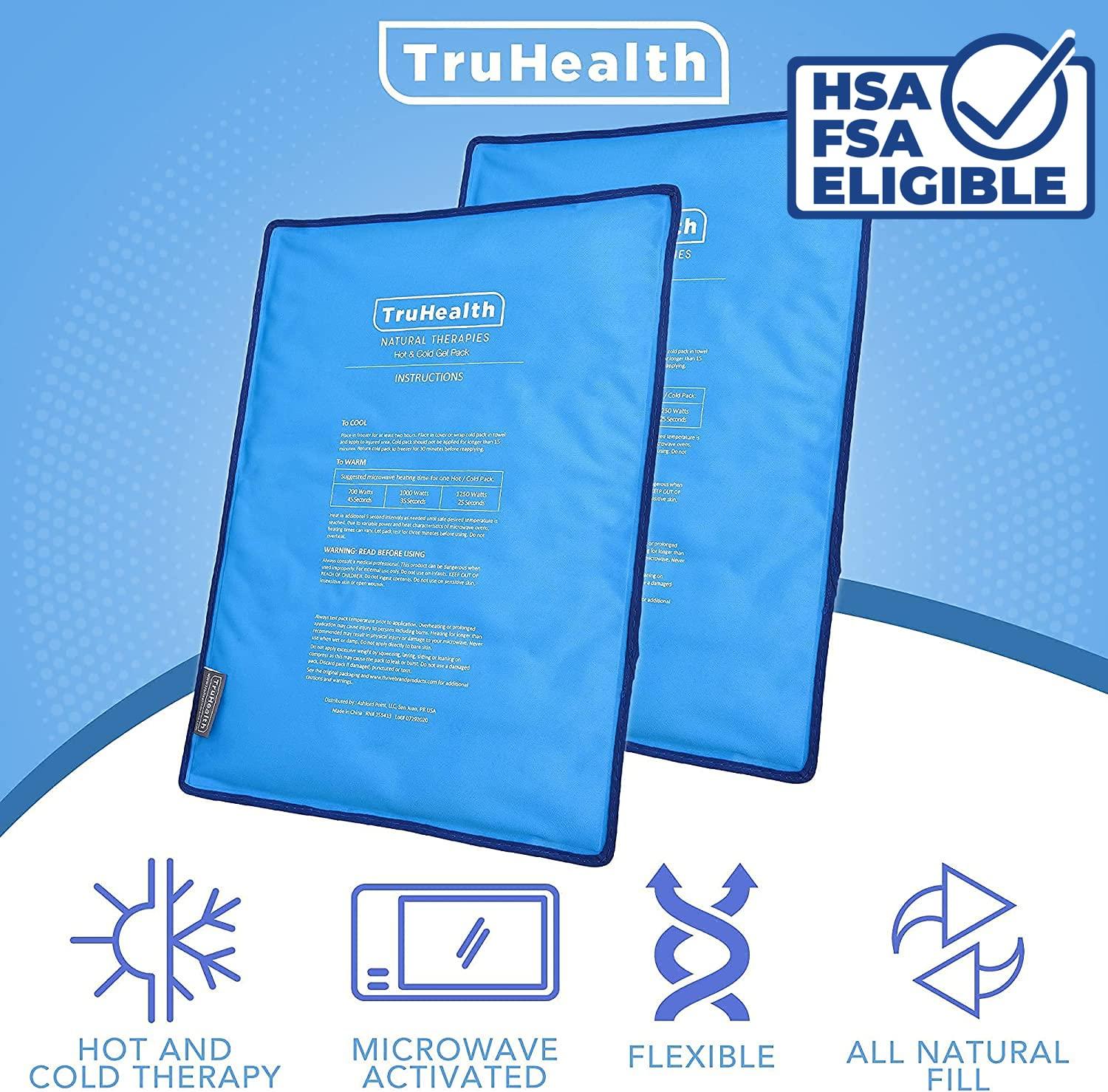 TruHealth Extra Large Ice Packs for Injuries Reusable Gel | 2-Pack | Flexible Gel Cold Pack Pads & Therapy Compress | Ice Pack for Injuries | Freezable & Microwavable Large Ice Packs for Back, Neck, Shoulders-Extra Large-2 Count (Pack of 1)