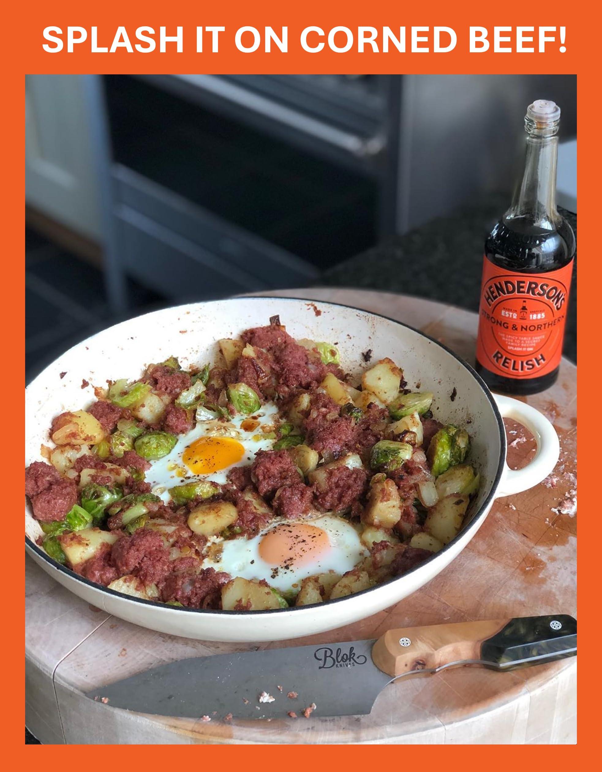 Henderson's Relish Henderson's Relish. An alternative to Worcestershire Sauce. Gluten Free Sauce. Plant Based Ingredients. Suitable for Vegans. 4.55 Litre with FREE PUMP DISPENSER