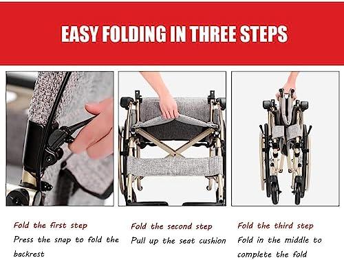 WWTSMYXGS air Lightweight Foldable Self-Propelled air Portable Manual air W/Front and Rear Parking Brake Multifunctional All Terrain air Scooter for Elderly Transit Chair