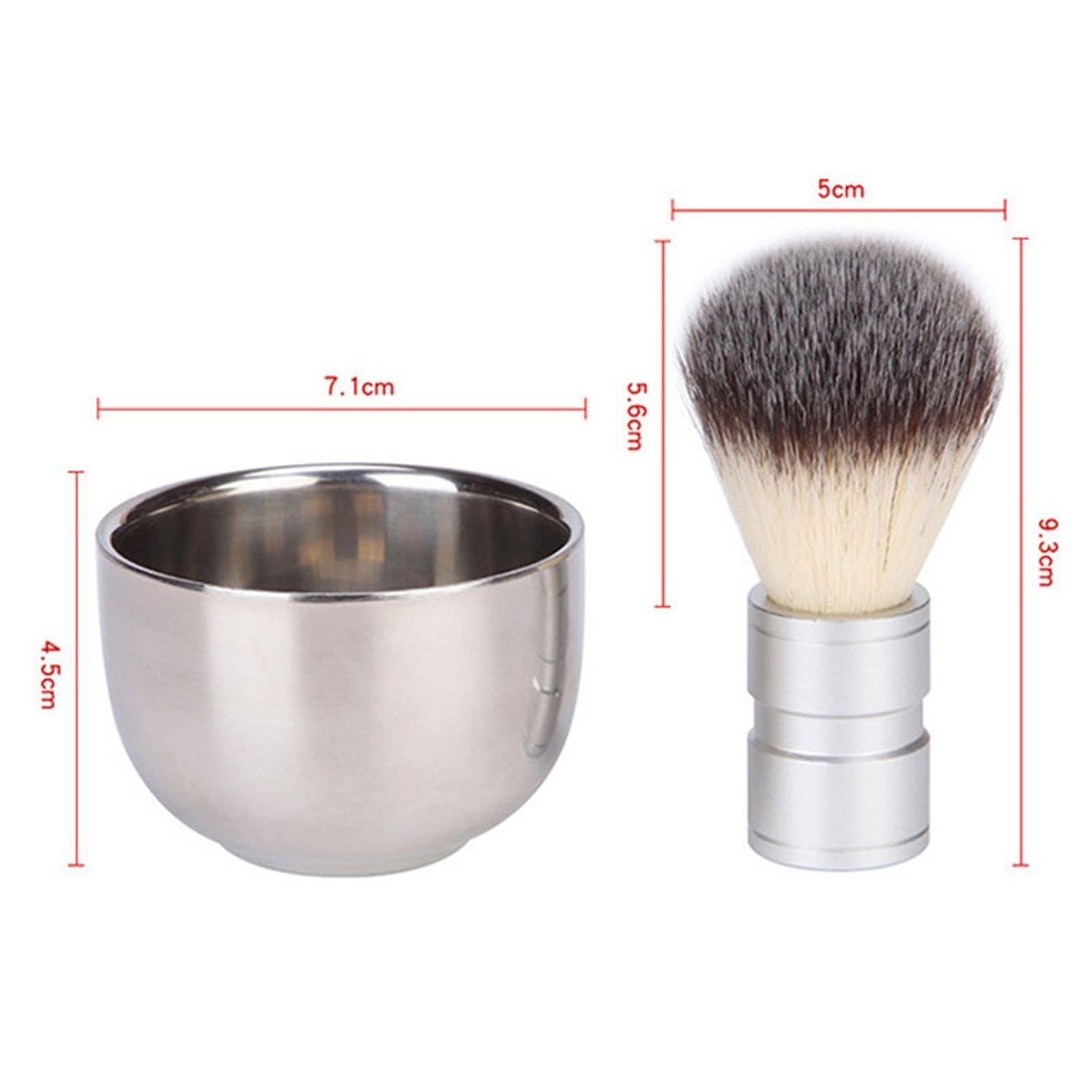 Milageto Milageto Men\'s Shaving Bowl Brush Set 2 in 1 Stainless Steel Accessory for Father Husband Gift Men Shaving Tool Nylon Bristle