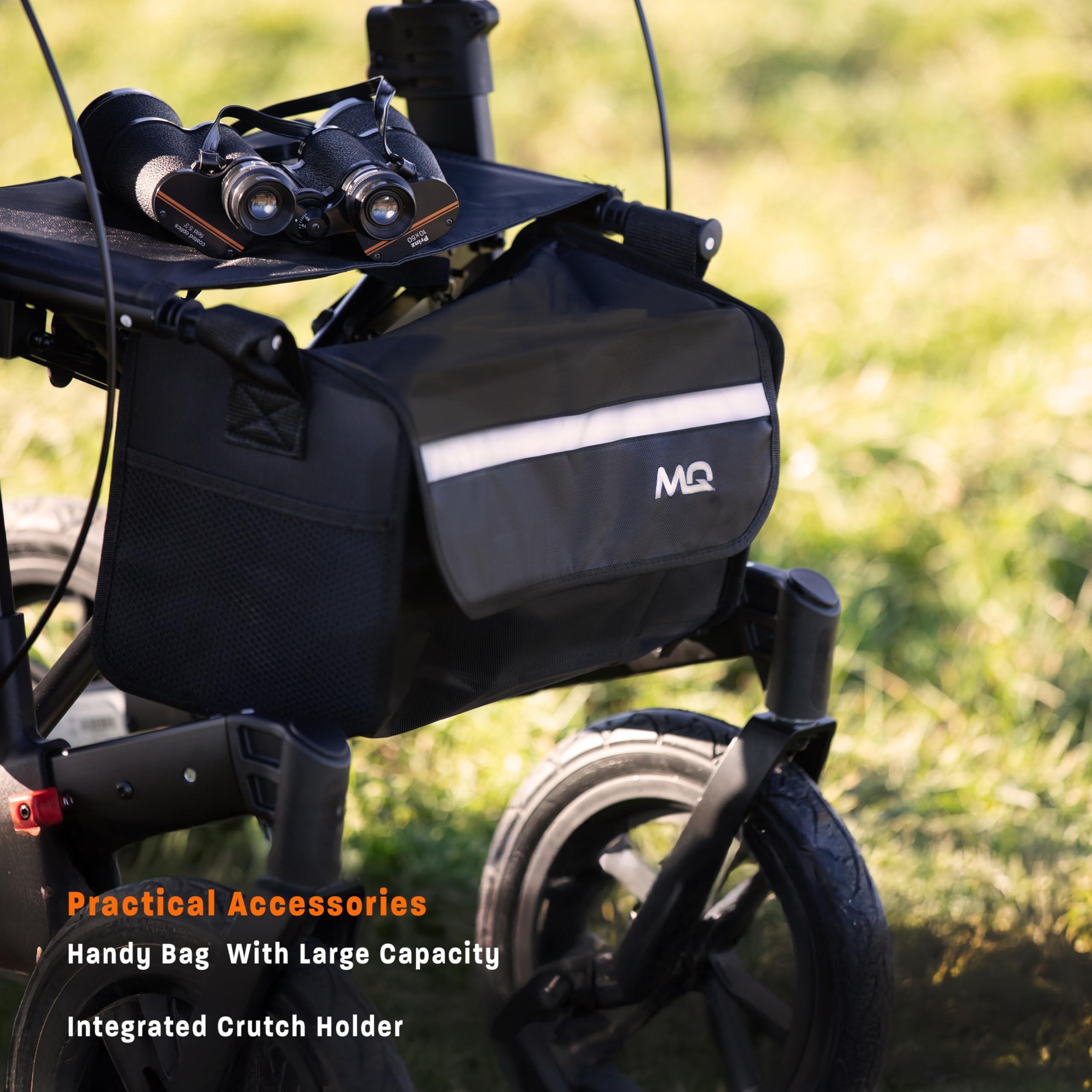 MobiQuip MobiQuip All Terrain 4 Wheel Walker with Seat, Folding Rollator with Large Wheels, Lightweight and Easy to Manoeuvre Over All Terrains, Walker for Adults Mobility or Walking Aid (Champagne)