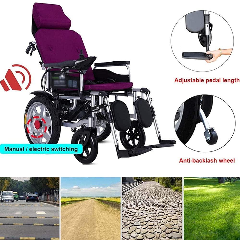 JCPYX Electric Wheel Folding and Lightweight Portable Power Heavy Duty Powerful Dual Motor Compact Mobility Aid Wheel with Headrest Suitable for Elderly and Disabled