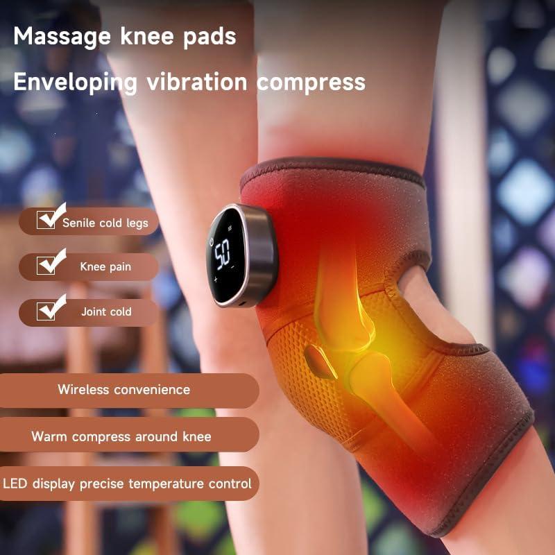 GINGER TECH Rejuvaknee Advanced Knee Relief Heat and Vibration Device, 3 Vibration Modes 5 Heating Setting Cordless Heated Knee Massager with LED Display, Improved Circulation & Massage for Knee Relief