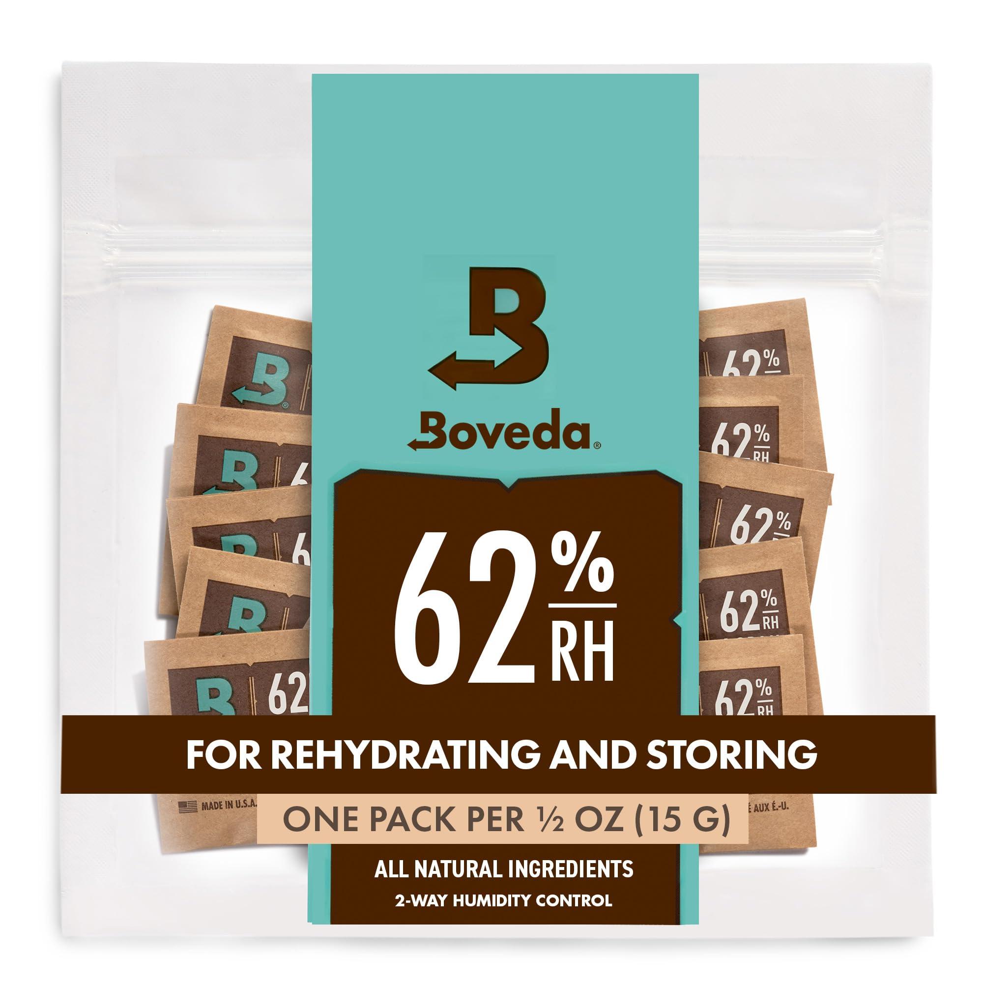Boveda Boveda 62% Two-Way Humidity Control Packs For Storing oz Size 4 10 Pack Moisture Absorbers for Small Storage Containers Humidifier Packs Hydration Packets in Resealable Bag