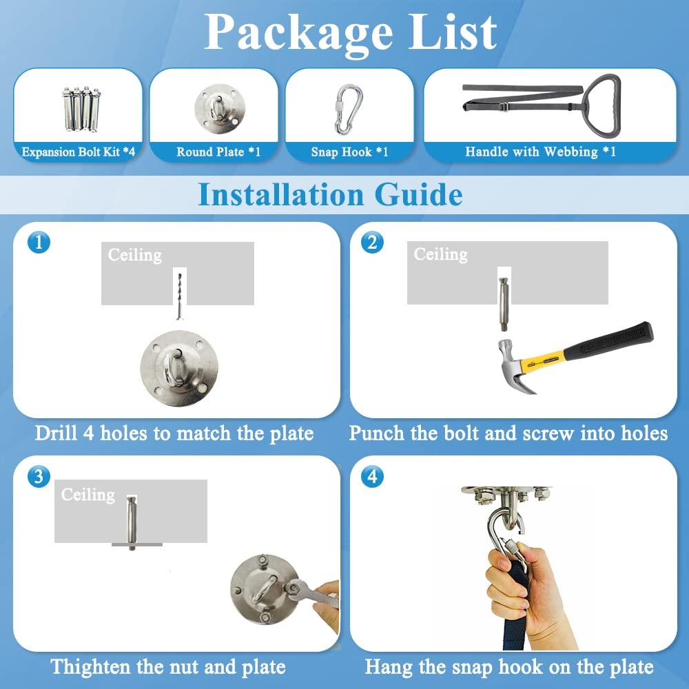 Mybow Bed Trapeze for Elderly Bed Pull Up Stand Assist Lift Hospital Bed Trapeze for Bed Mobility Transfer Ceiling Mounted Grab Bar Trapeze Overhead Stand Ladder Bed Standing Helper for Disabled Handicap