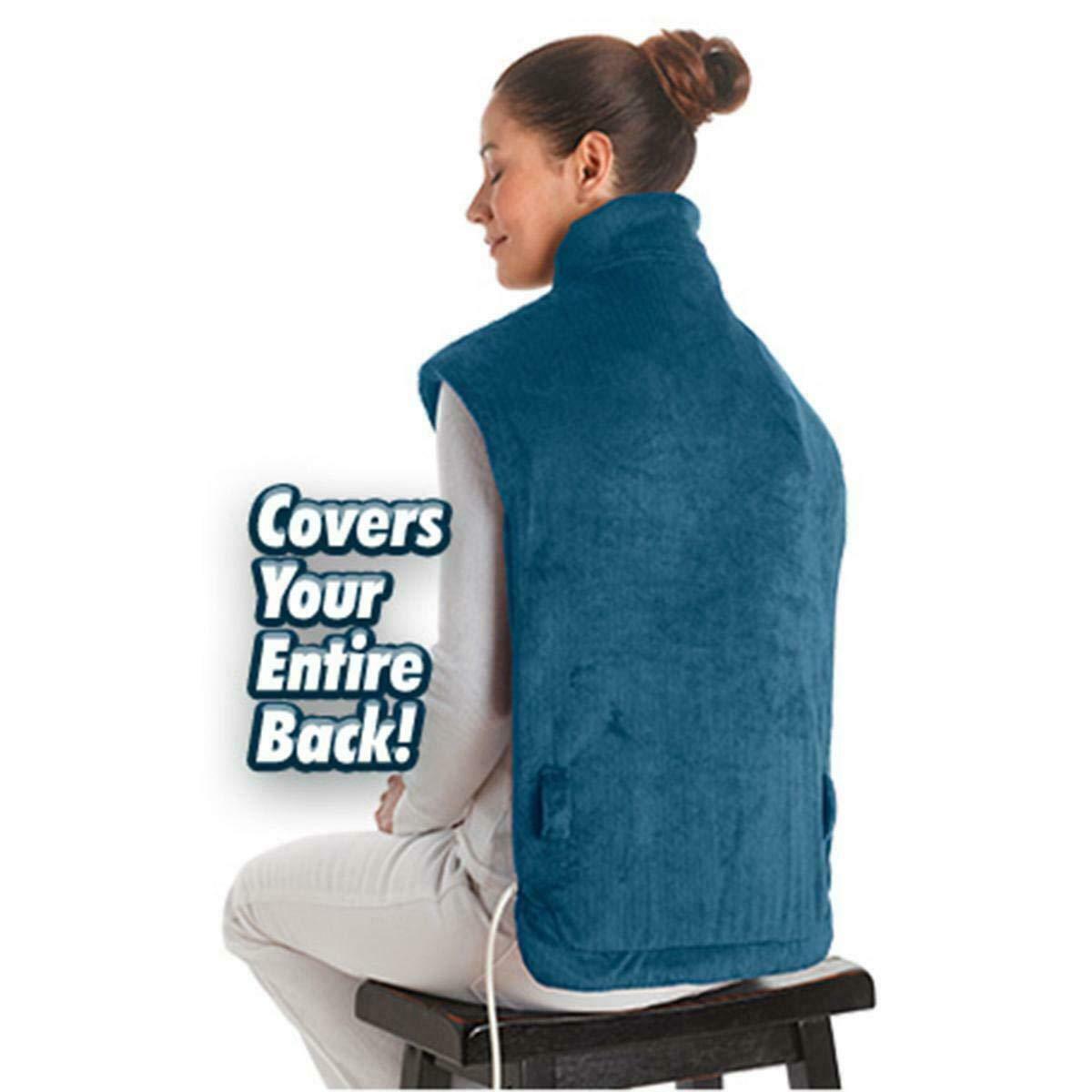 Mr. Gadget Solution&reg Relief Wrap Full Back Heating Pad Massaging Neck Shoulder Pains Relief- Blue