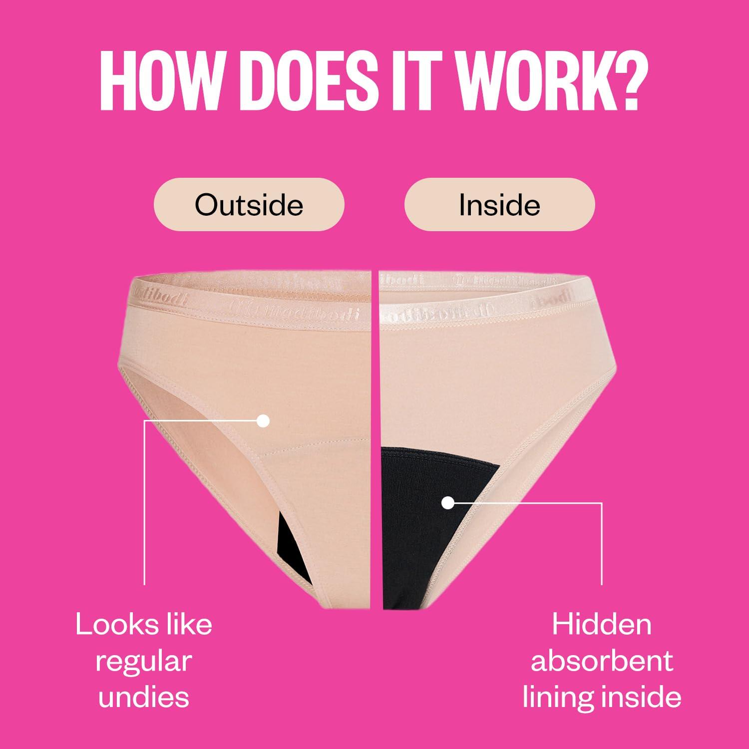 Modibodi Modibodi Washable Period Underwear 3-pack full brief bikini bottoms for light to moderate flow, incontinence pants black