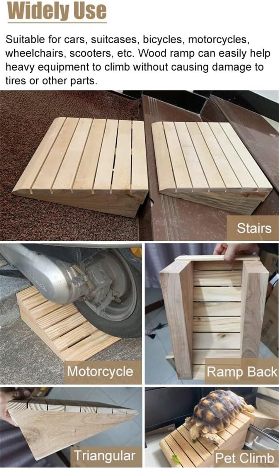 FreshCart Basics Solid Wood Threshold Ramp for Doorways Non Slip Entry Ramp for Seniors and Toddlers Mobility Ramp for Wheelchairs Bikes and Scooters 90x60x25cm