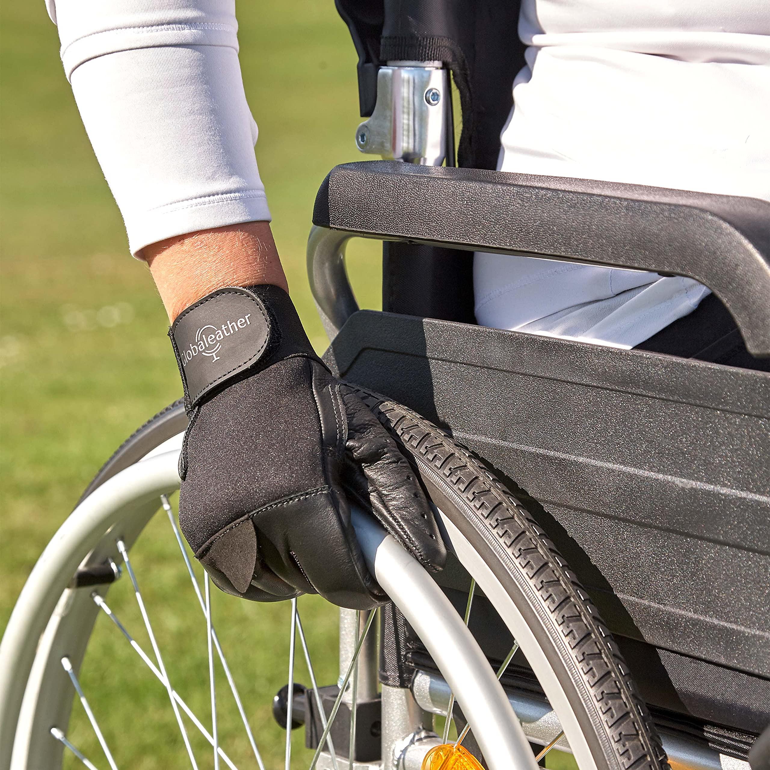 Globaleather Globaleather Classic Full Finger Wheelchair Gloves - Black (XXXX Large) - Hardwearing, Padded Breathable Leather for Great Grip, Protection, Comfort & Durability