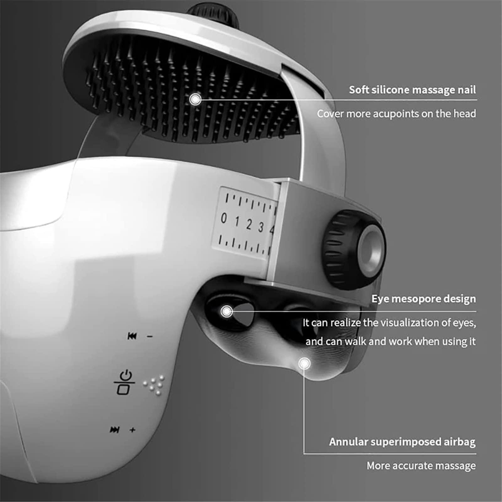 HEAXIY Electric Head Massager Scalp Massager, Eye & Neck Massage Helmet with Heat, Kneading, Air Compression, Suitable for Headache, Stress Relief, Deep Sleeping