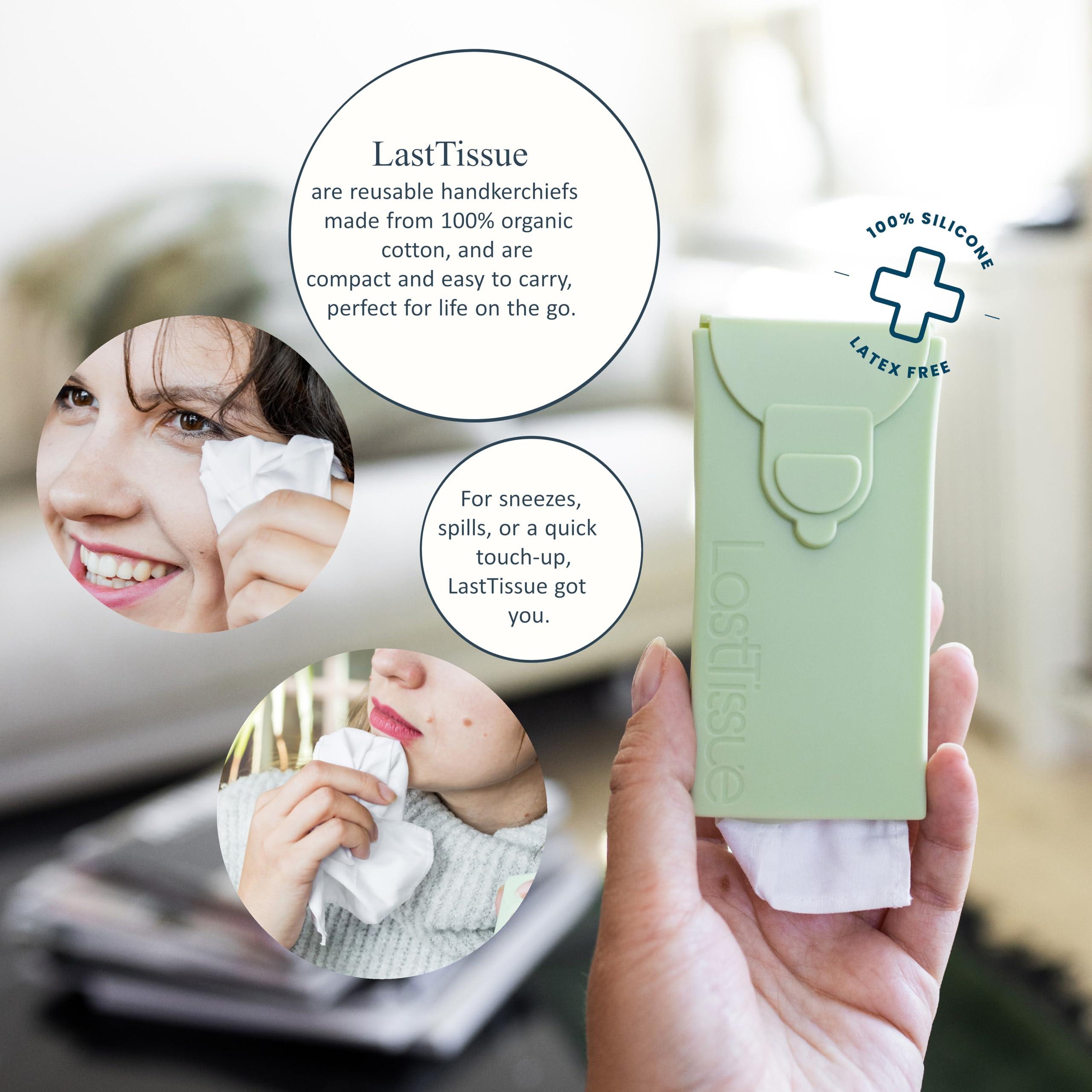 LastTissue LastTissue Reusable Cotton Tissue Pack Sustainable, Durable, Eco-Conscious, Portable & Washable Facial Tissues for Men and Women with Travel Handkerchief Storage Case