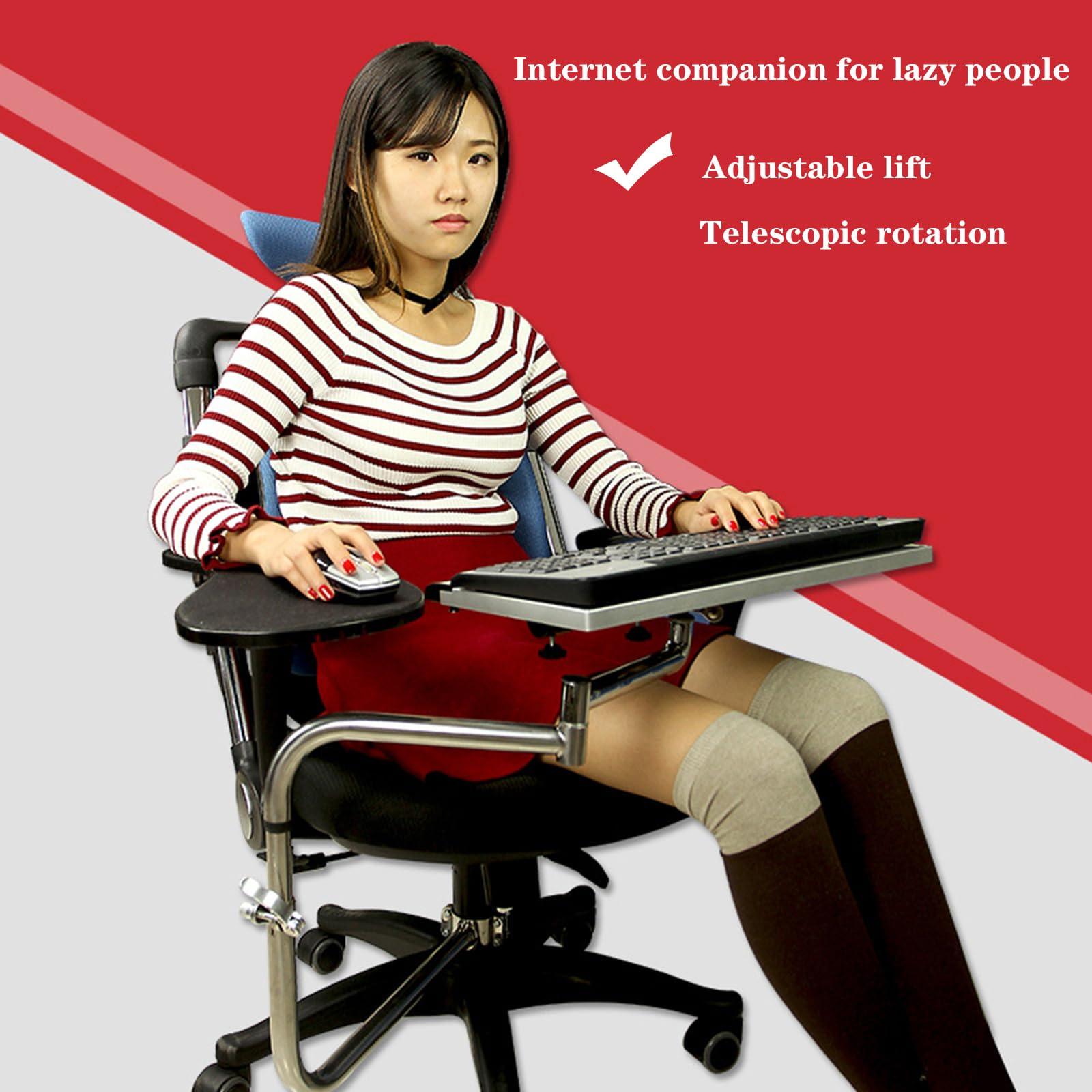 STMKB STMKB Chair Tray, 45CM Office Chair Mouse Tray and Keyboard Tray, Lift-type Handrest Design, Relieves Office Fatigue, Suitable for Lifting Gaming Chairs, Gaming, Office, and Leisure