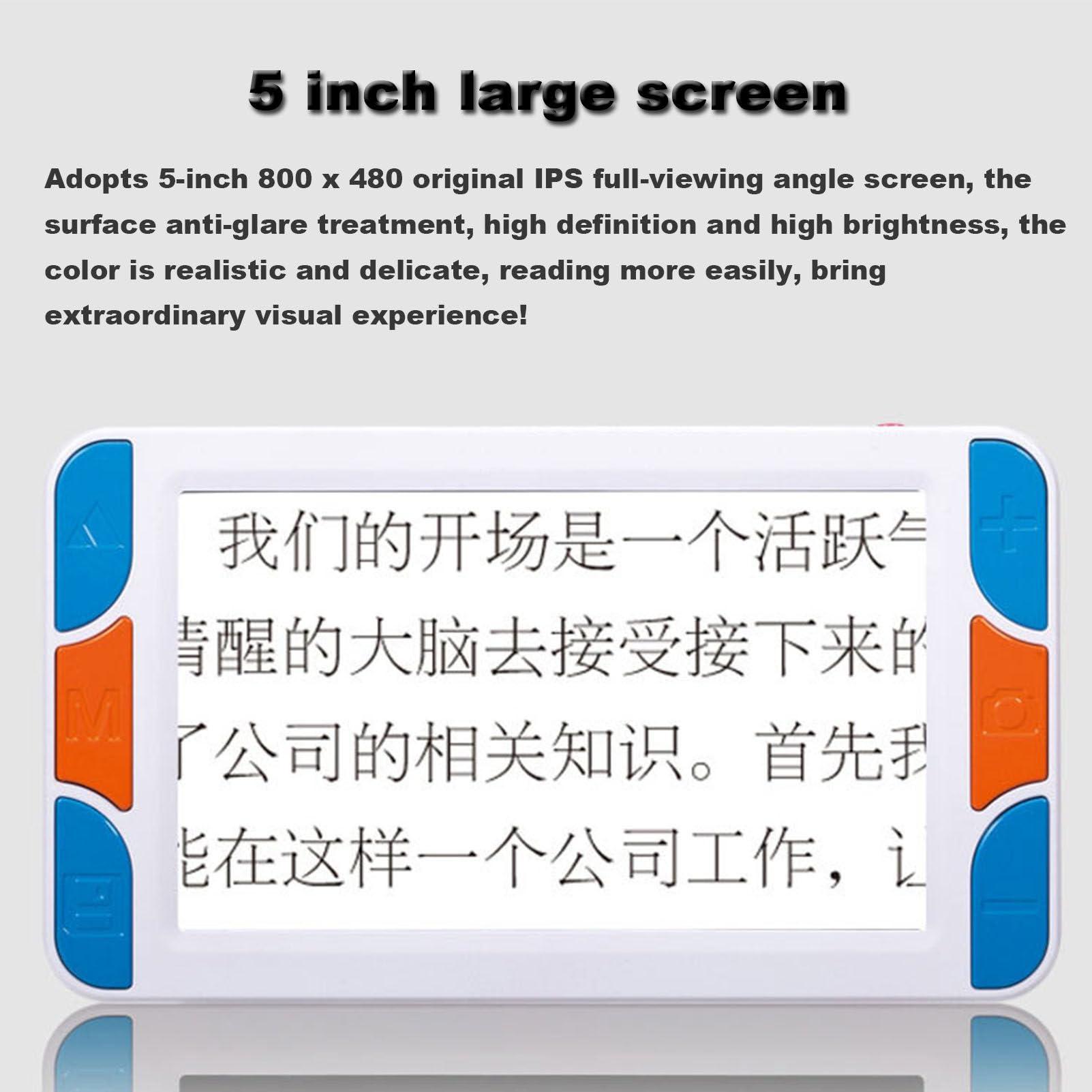 FreshCart Basics Magnifying Glasses for Reading,Handheld Digital Magnifier, 5 Inch Color HD Portable Digital Video Magnifier, 3X-48X Zoom Electronic Reading Aid for Low Vision Color Blindness Ambly