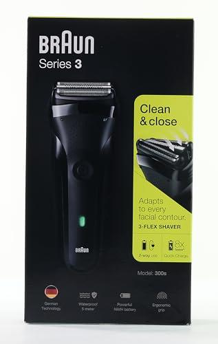 Braun Braun Series 3 Electric Shaver For Men with Precision Beard Trimmer, UK 2 Pin Plug, 300s, Black Razor