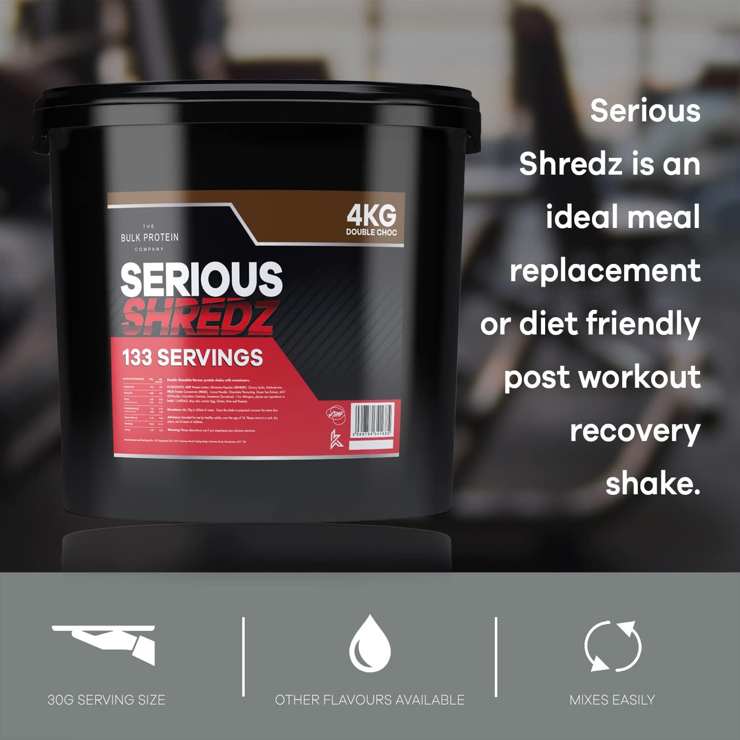 The Bulk Protein Company Serious Shredz 4kg Diet Whey Protein Powder Contains L-Carnitine L-Tartrate and Green Tea extract Supports Lean Muscle Growth, 133 Servings The Bulk Protein Company (Double Chocolate)