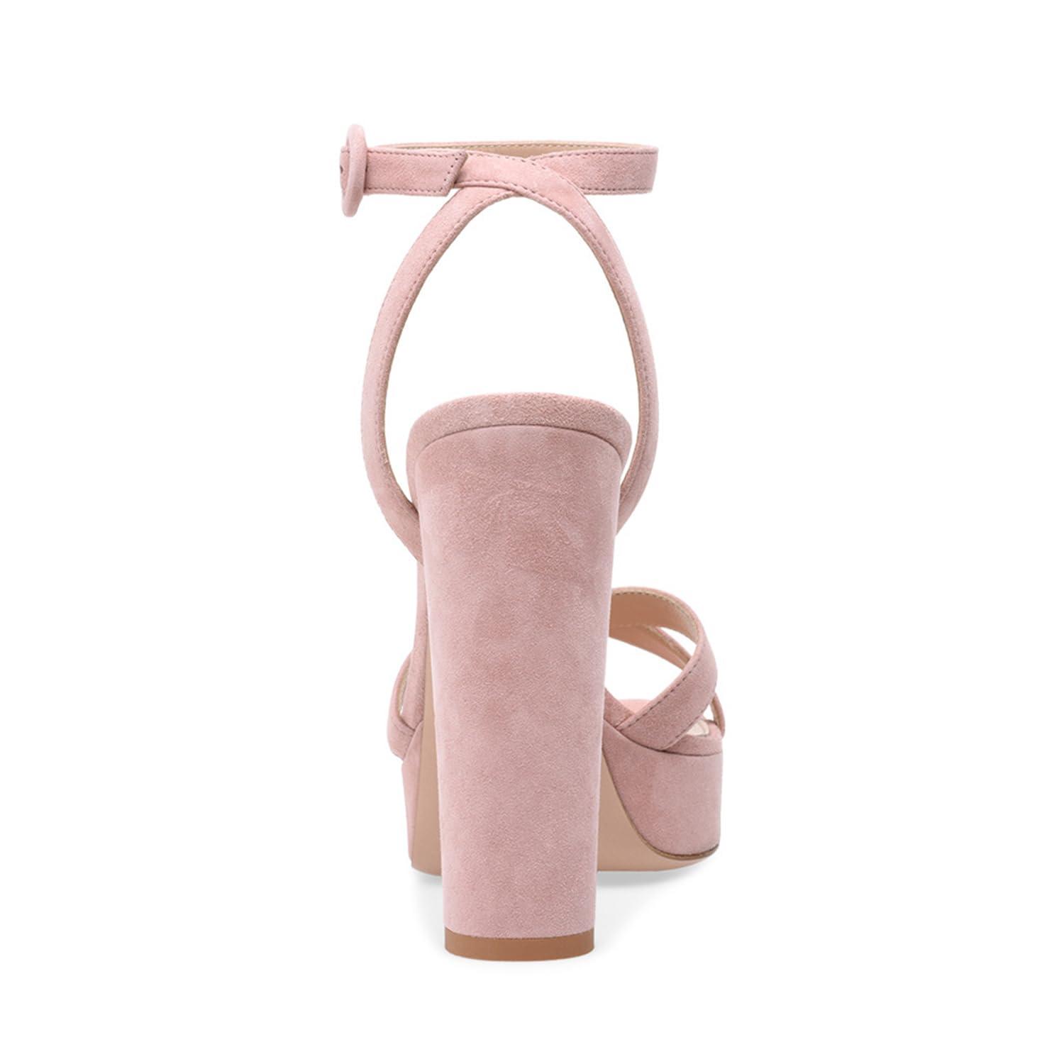 WOkismD WOkismD Womens Open Toe Platform Heeled Sandals Chunky Heel Ankle Strap High Heel Pumps slingback Wedding Party Comfy Block Heels Dress Shoes,Pink,46