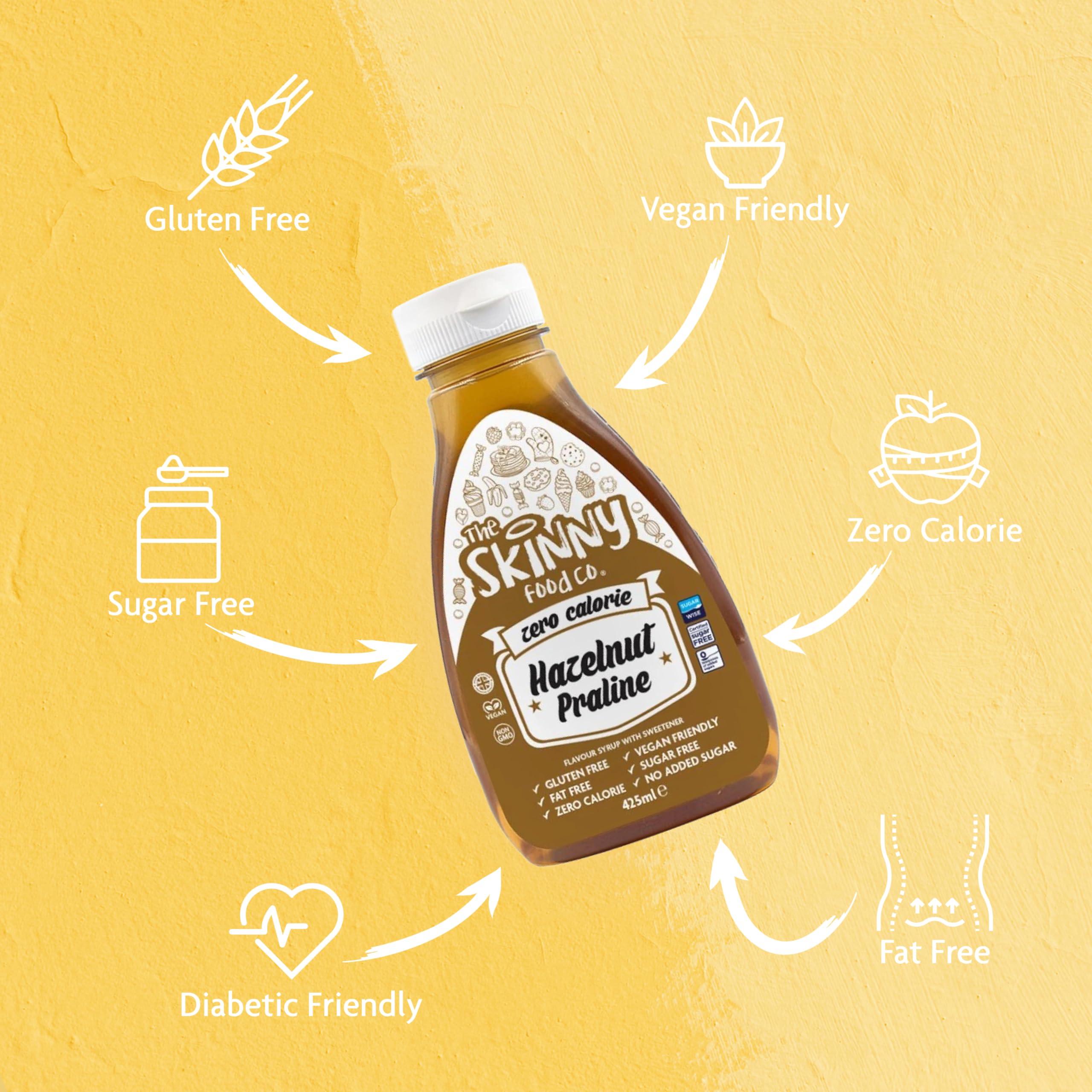 The Skinny Food Co Skinny Food Co Hazelnut Praline Syrup Zero Calorie 425ml - Sugar Free Hazelnut Coffee Syrups For Tea, Hot Chocolate, Fruit, Baking, Protein Drinks - Vegan-Friendly, Gluten-Free & Fat-Free