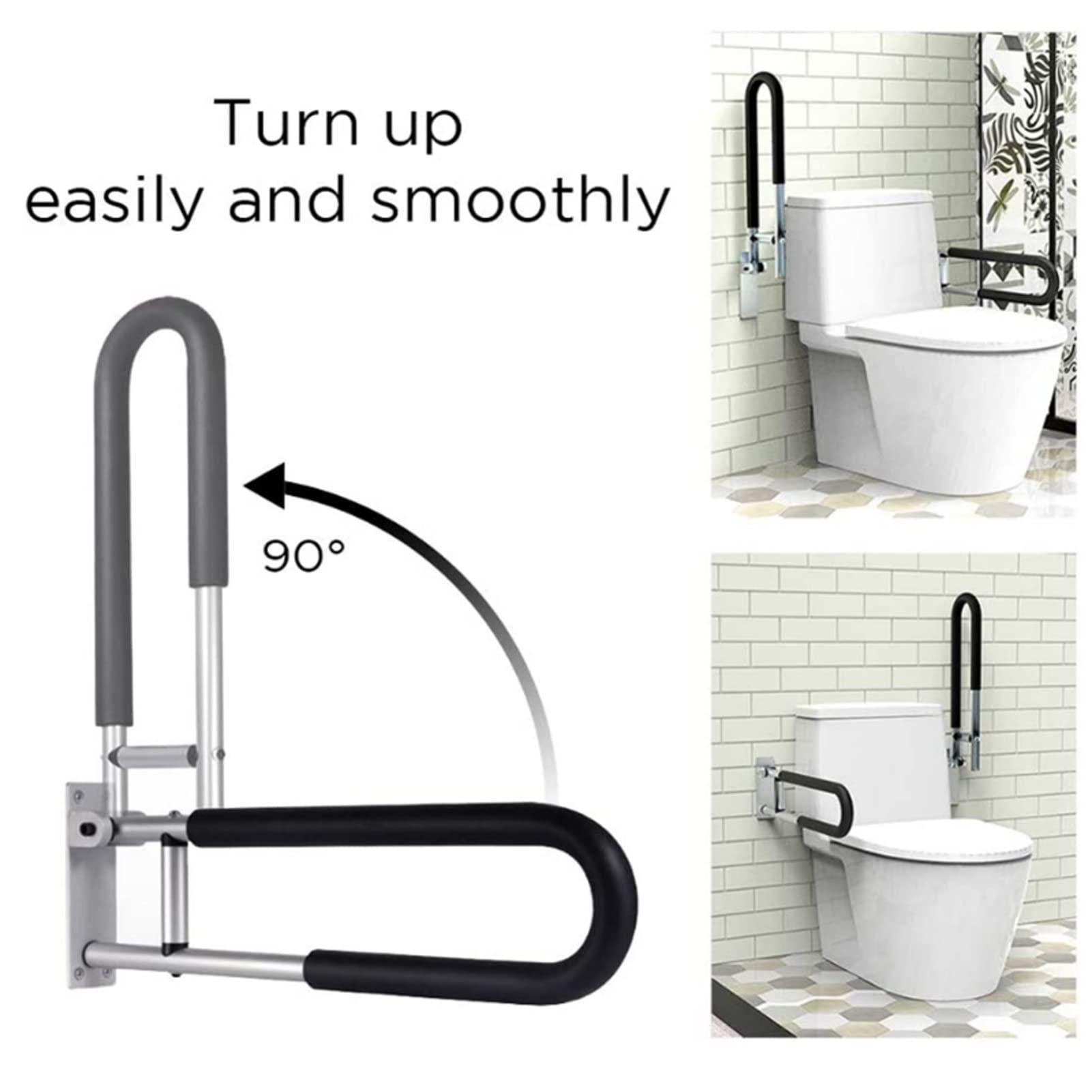FreshCart Basics Foldable Grab Bars for Bathroom Folding Drop Down Wall Mounted Toilet Support Handrail for Disabled and Elderly Bathroom Safety Aid Assist Rail