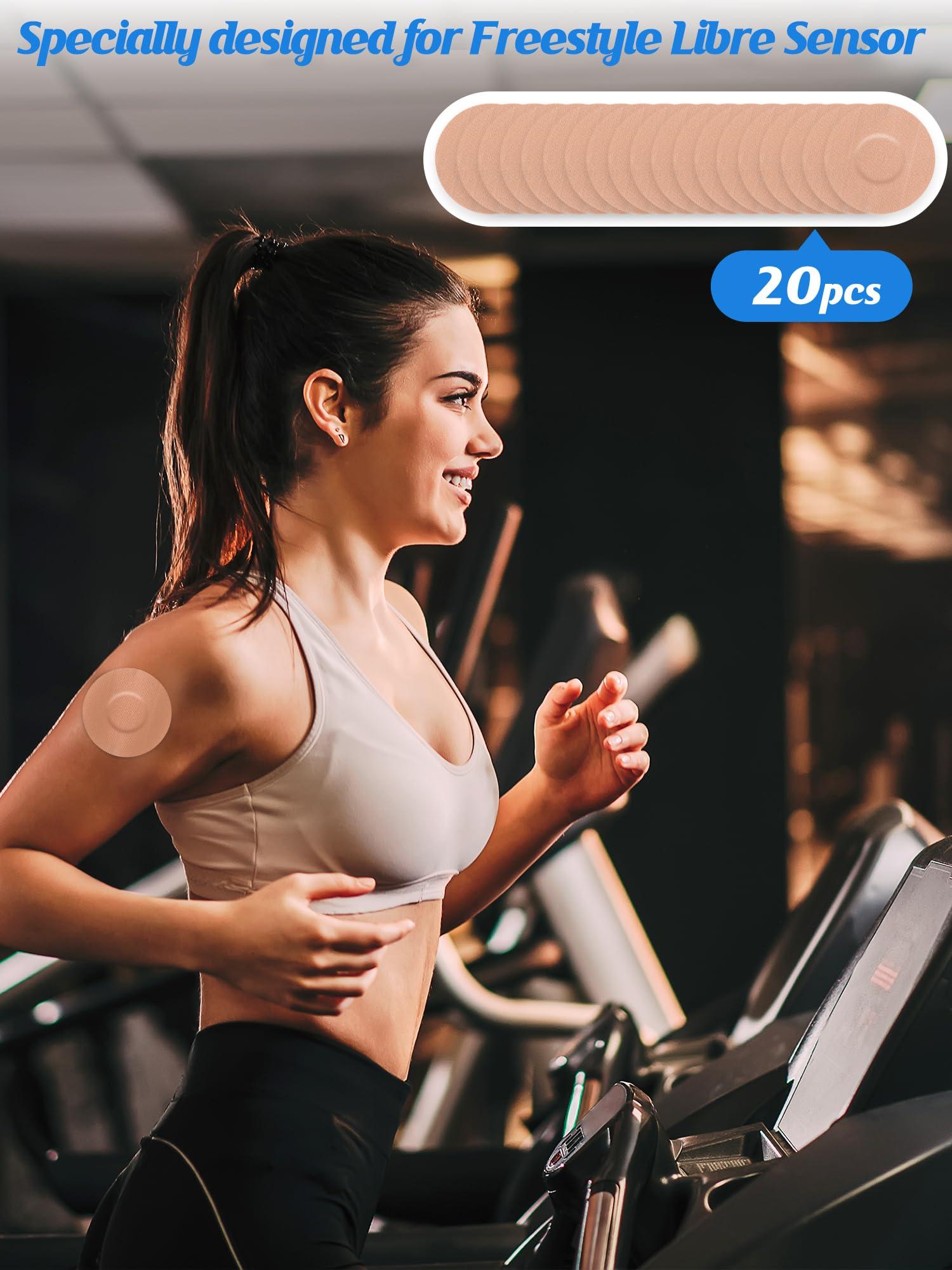 YOUSHARES 20 Packs Freestyle Libre 2 Sensor Cover - Waterproof Adhesive Patches for Freestyle Libre Sensor, Libre 2 Sensor Patches by YOUSHARES (Beige)