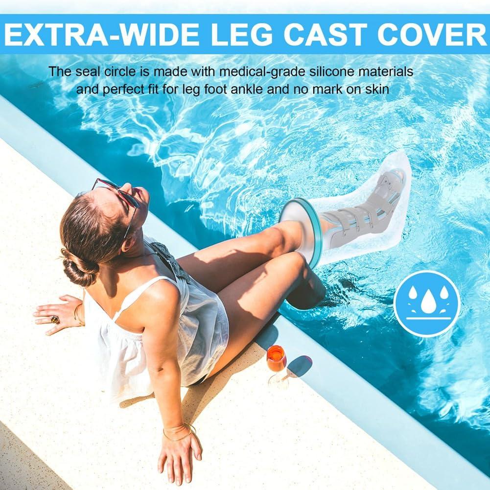 ZOMTTAR ZOMTTAR 1 Piece Waterproof Leg Cast Cover for Shower Adult Reusable Shower Boot Cover Watertight Foot Protector for Leg Foot Ankle