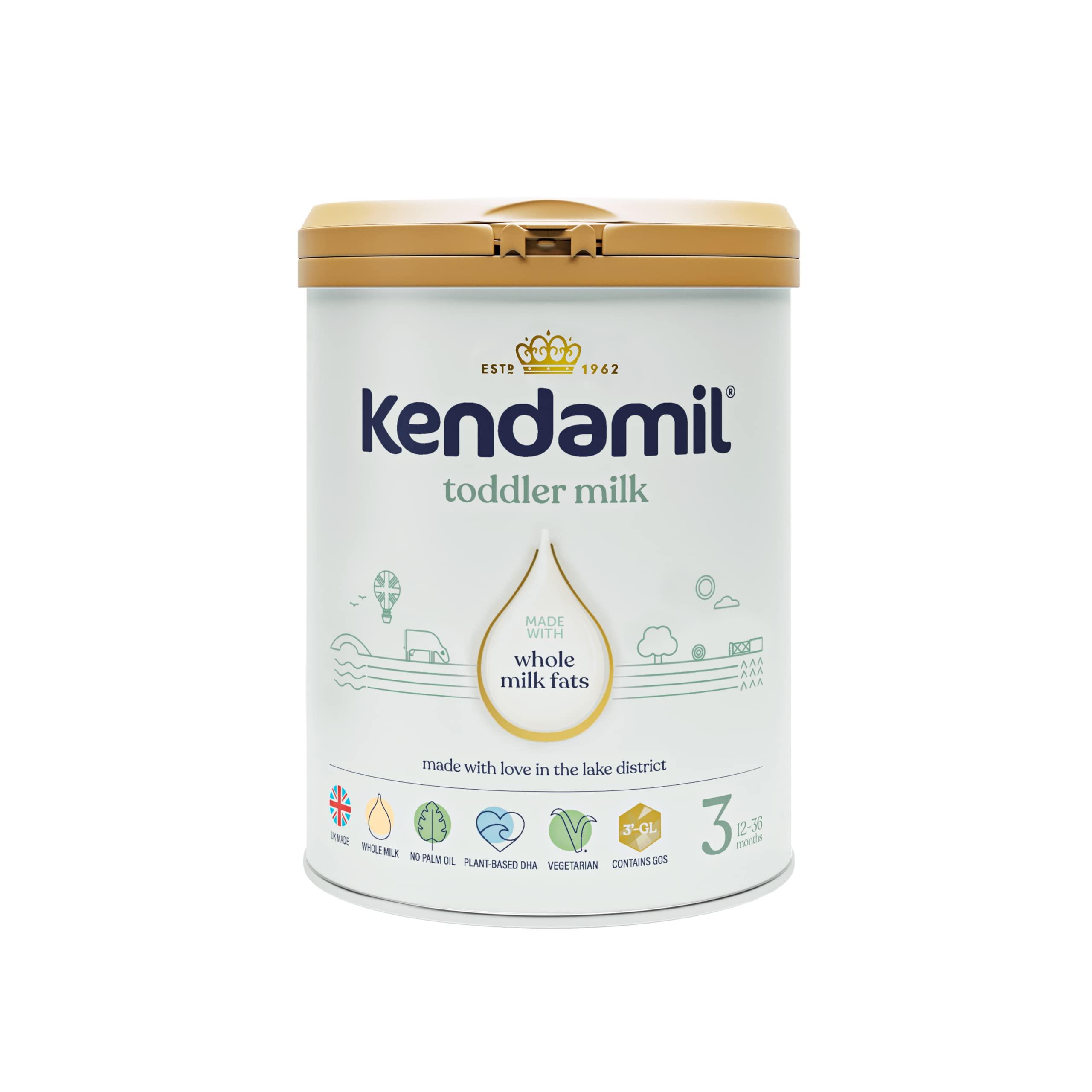 Kendamil (4x800g) Kendamil Toddler Milk, Stage 3, 6-Pack British Made, Whole Milk Formula, 12-36 Months Vegetarian, No Palm Oil, No GMOs with Omega 3 DHA, Omega 6 ARA and Prebiotics