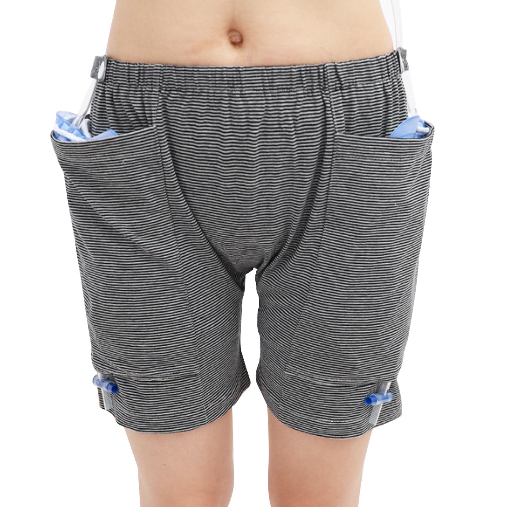 Baobiutin XL-Catheter Pants for Men,Catheter Underwear for Men with Elastics Cotton Catheter Pants with 2 Pocket Concealed Nephrostomy Bag Clothing for Elderly,No Urine Bag,Catheter Underwear for Men