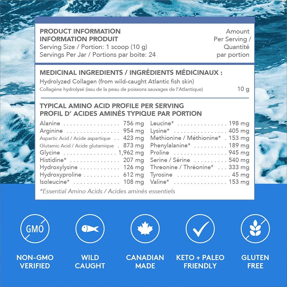 SPROOS SPROOS - Marine Collagen - Beverage Powder - Hydrolised Collagen Peptides - Healthy Hair, Skin & Nails - Unflavoured (No Fishy Taste) - 24-Day Supply - 240 g