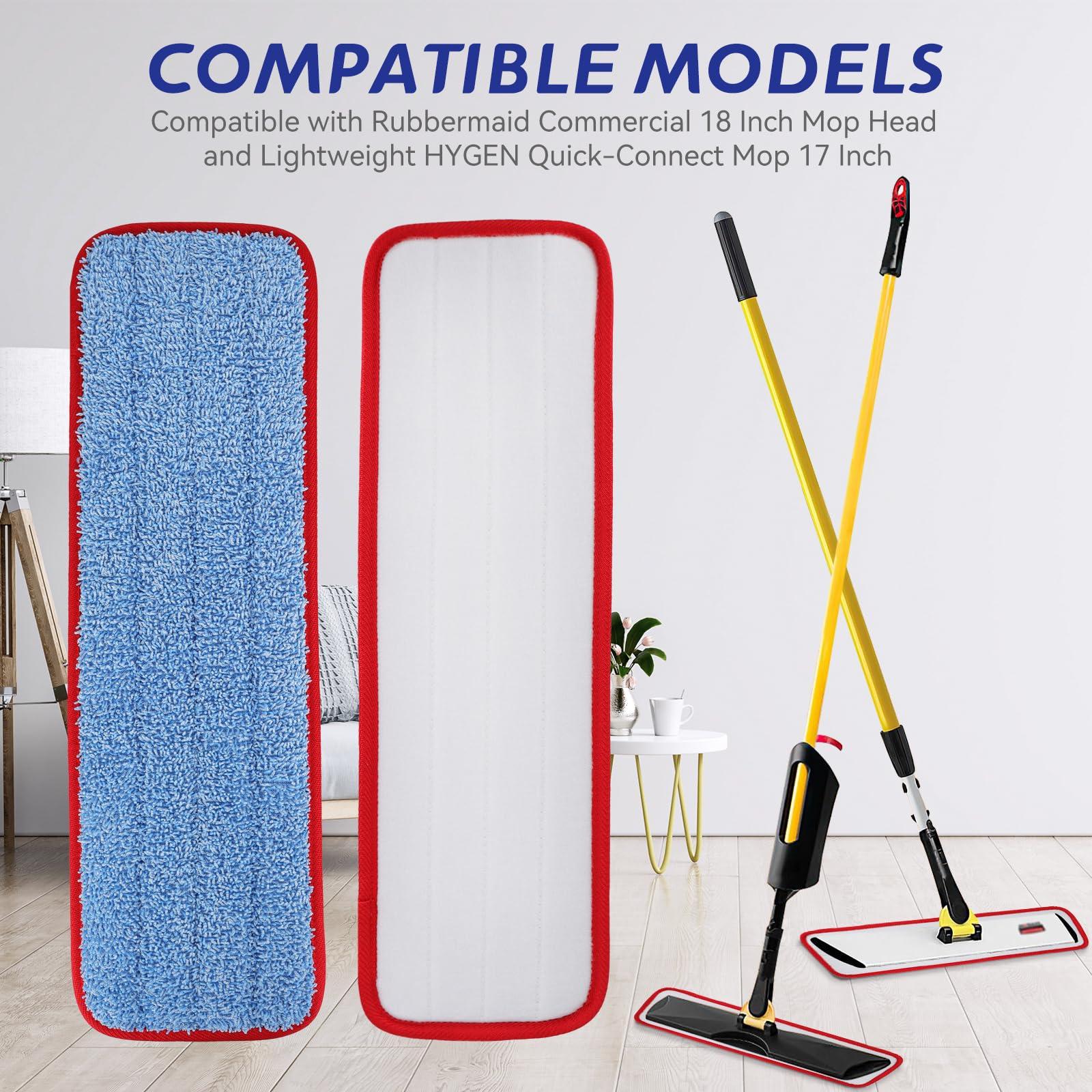 BeiLan Replacement Microfiber Pad for Rubbermaid Commercial 18.5 Inch Mop Head - 6 Pack Wet & Dry Commercial Cleaning Refills Reusable Mops Refills Fit for Any Microfiber Flat Mop System 18.5"