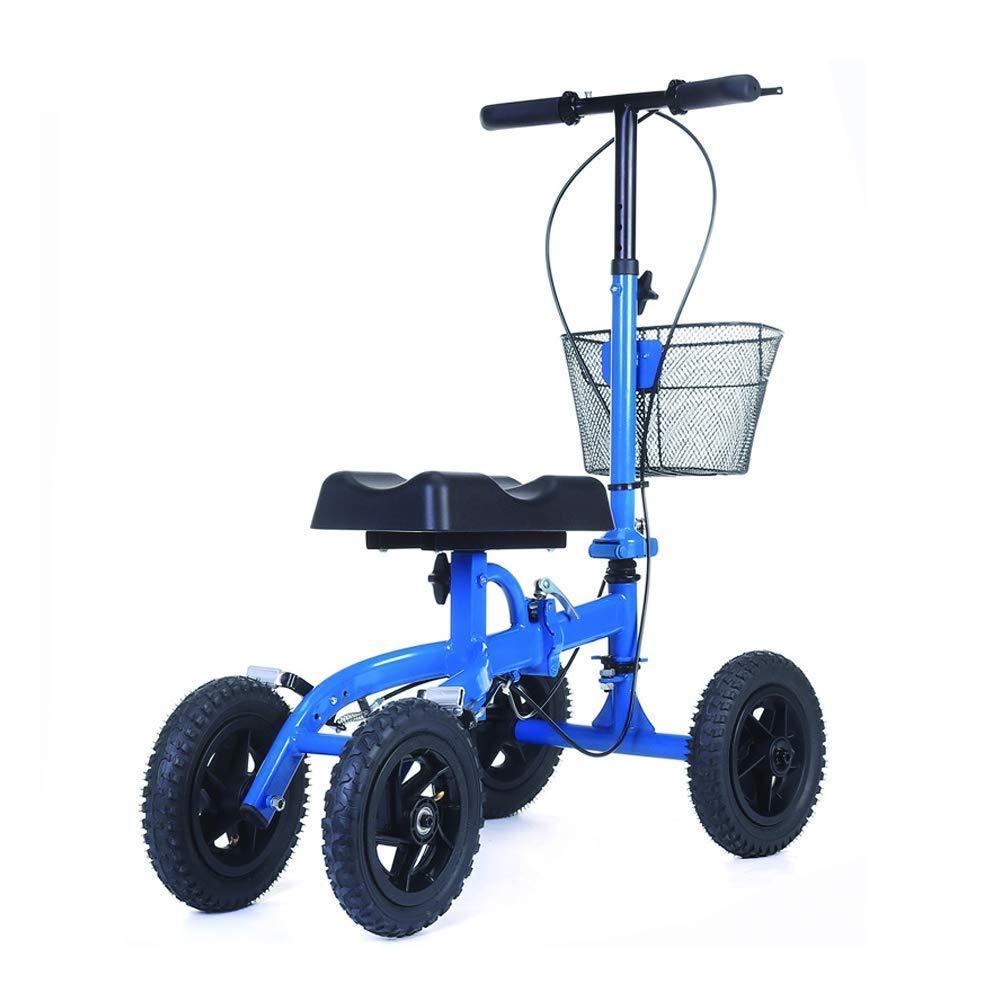 FreshCart Basics Knee Walker Steerable Scooter - Walker for Broken Leg, Foot, Ankle Injuries - Crutches Alternative for Adult & Elderly - Compact & Portable Quad Roller Cart